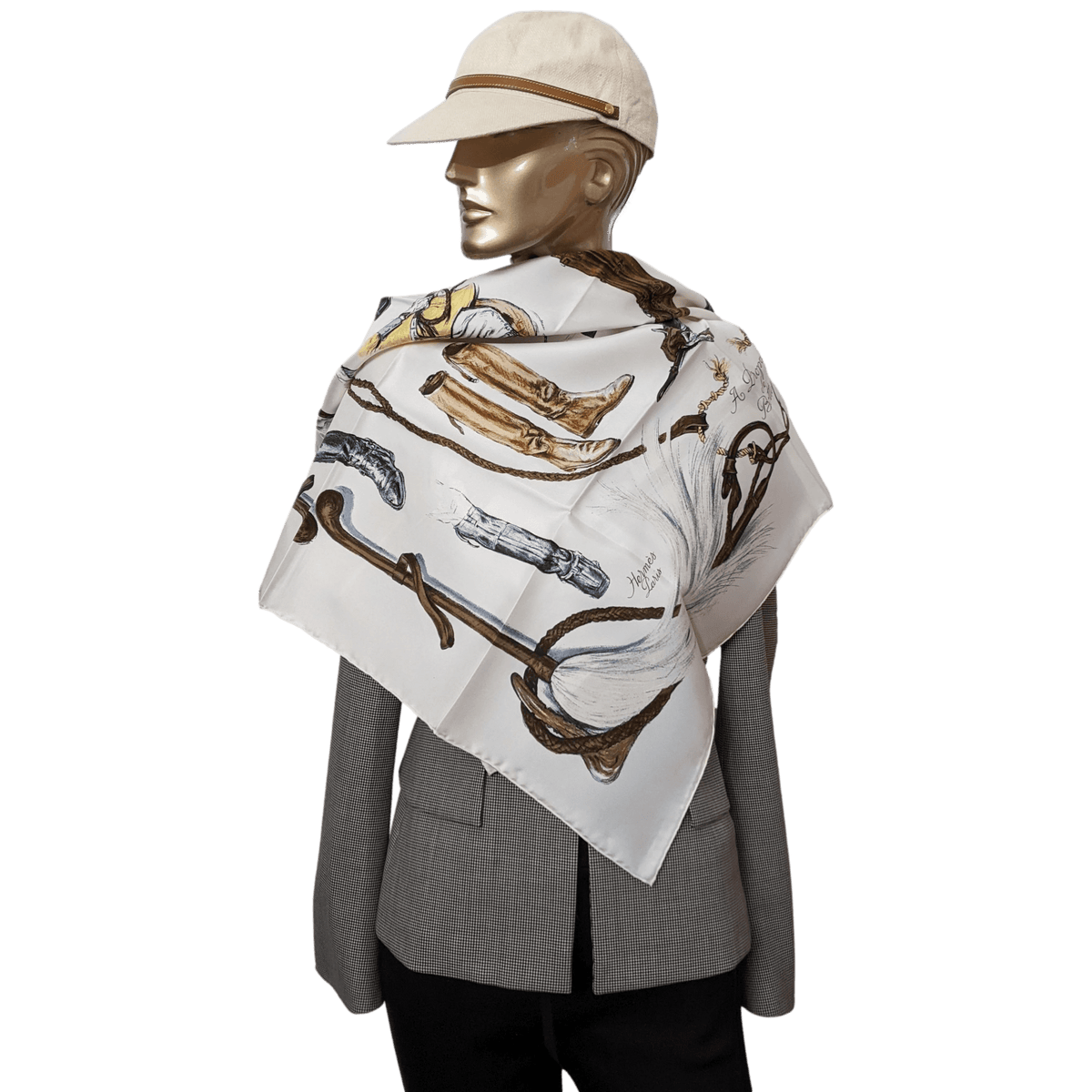 HERMES A PROPOS DES BOTTES by Xavier de Poret with Blanc Matte Overlay Twill 90 x 90 cm