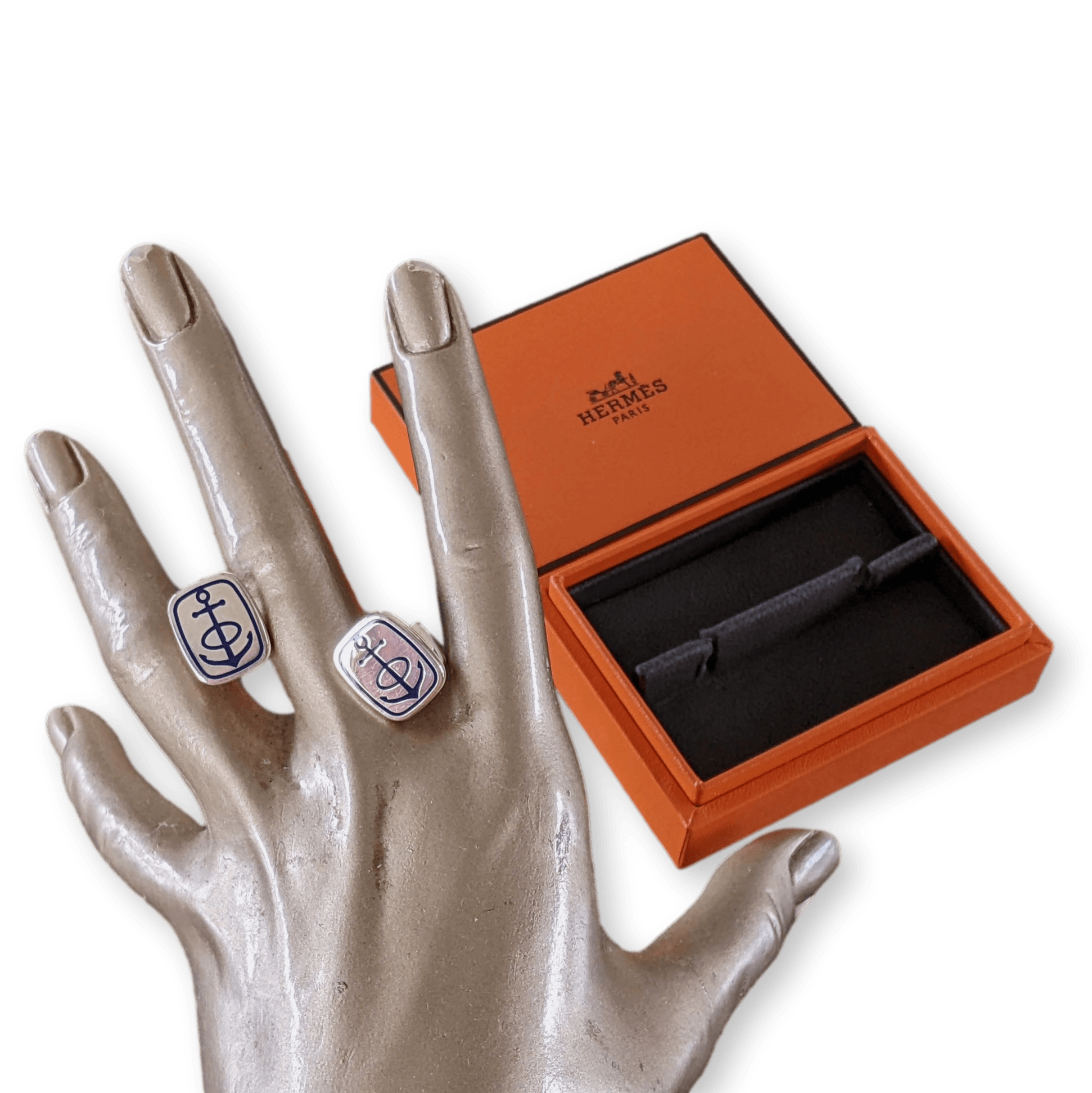 HERMES ANCRE Sterling Silver 925 Cufflinks