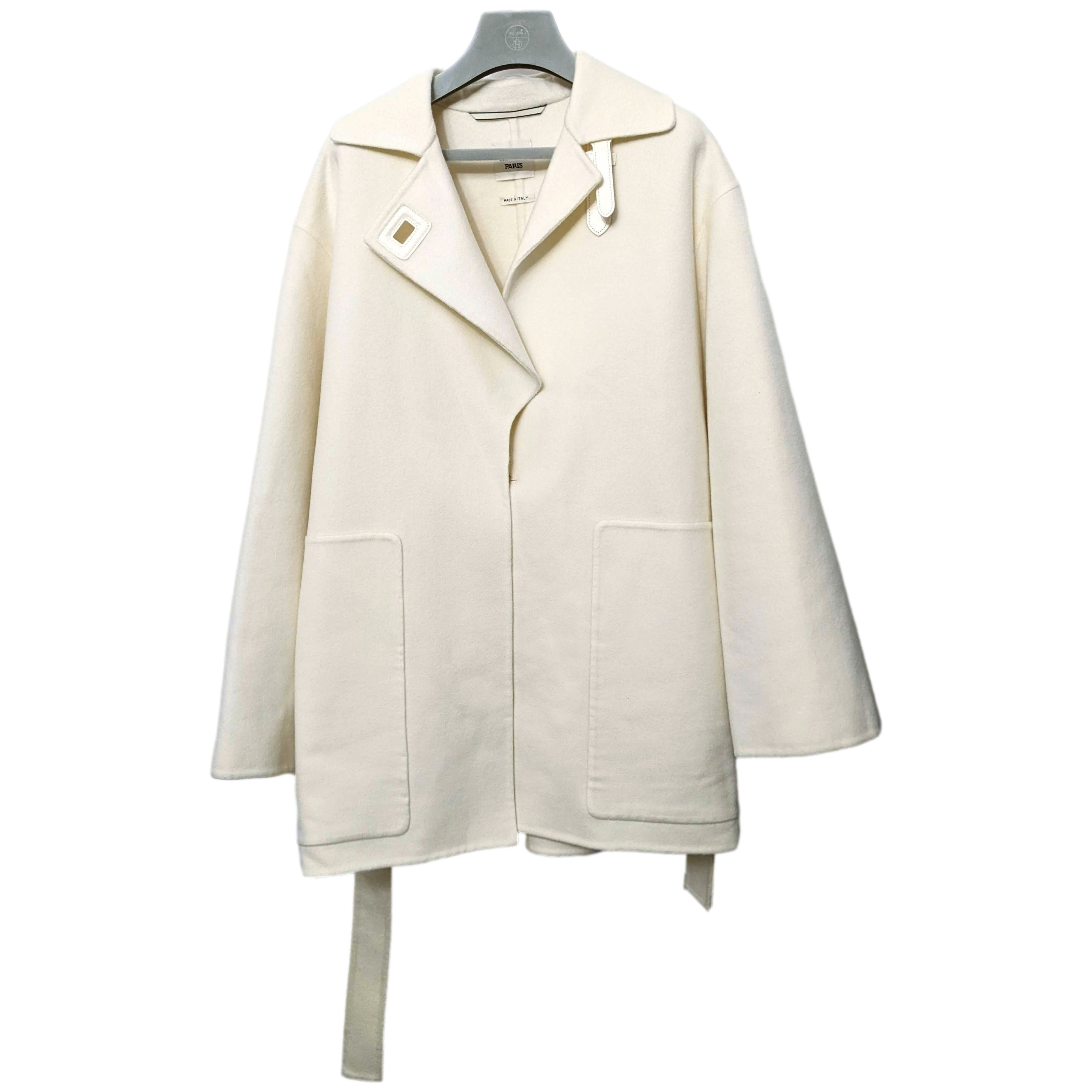 HERMES MANTEAU INSPIRATION PEIGNOIR COURT Women's 100% Baby Cashmere Short Coat Sz38