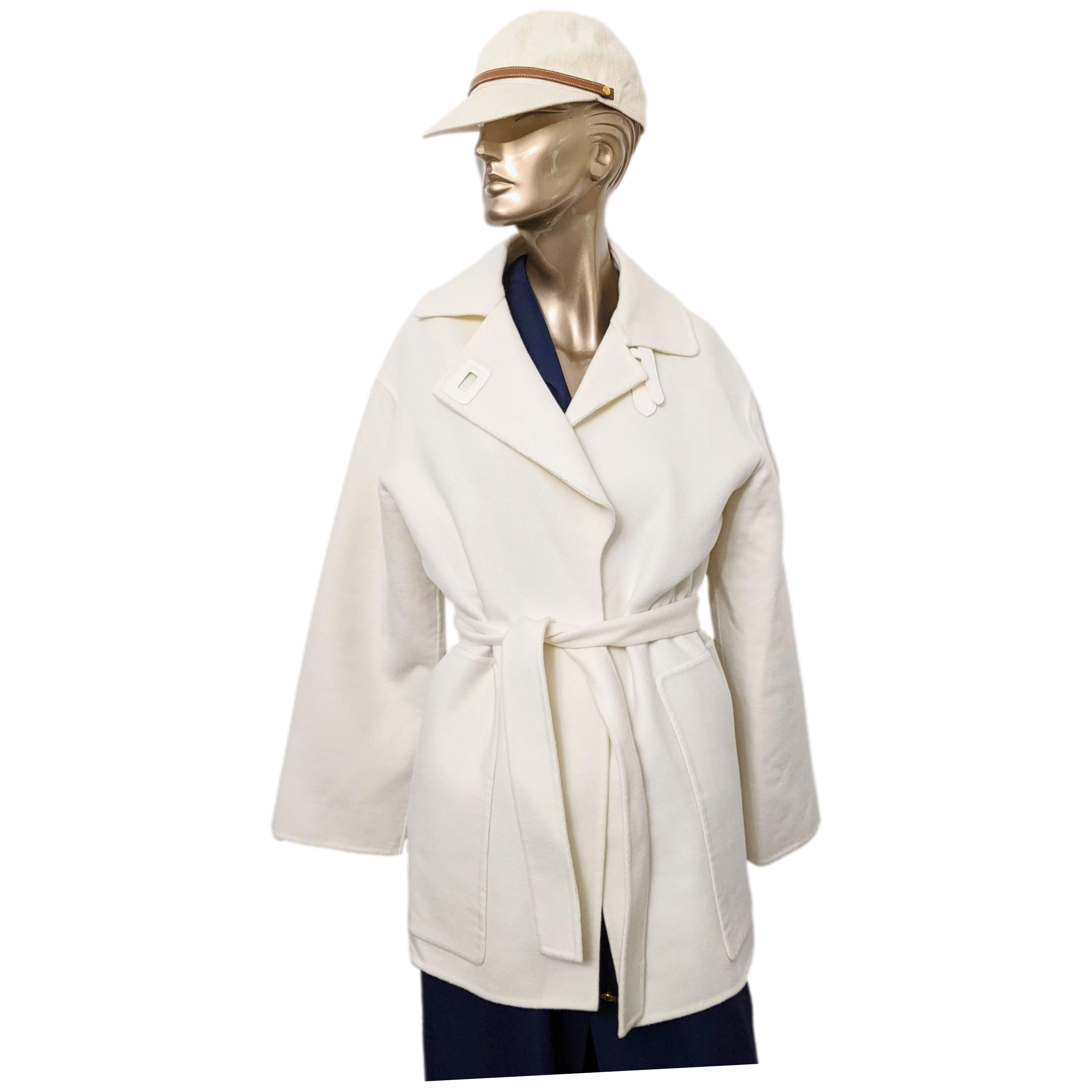 HERMES MANTEAU INSPIRATION PEIGNOIR COURT Women's 100% Baby Cashmere Short Coat Sz38