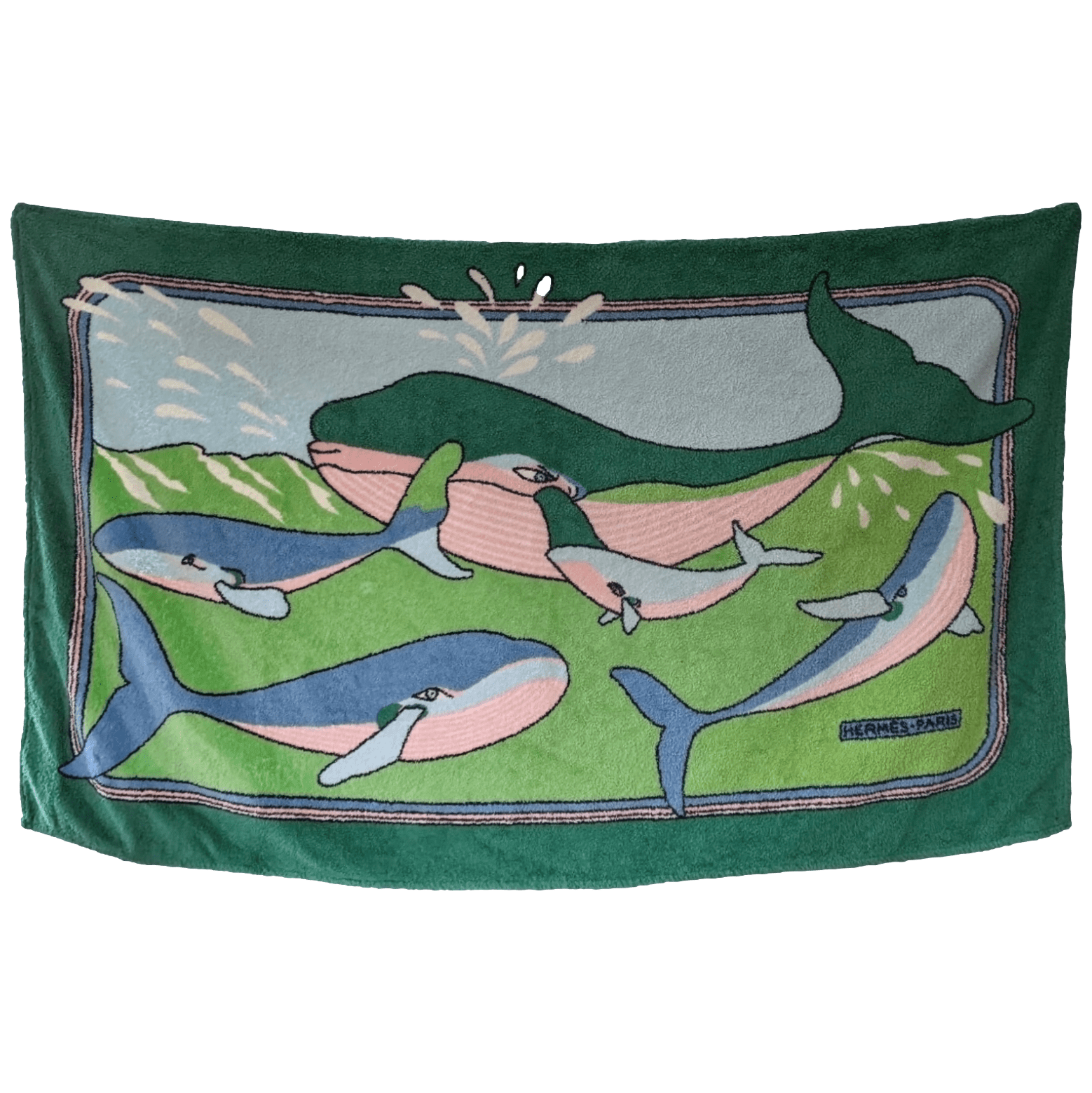 HERMES Baleines Tapis de Plage Terry Beach Towel 90 x 150 cm