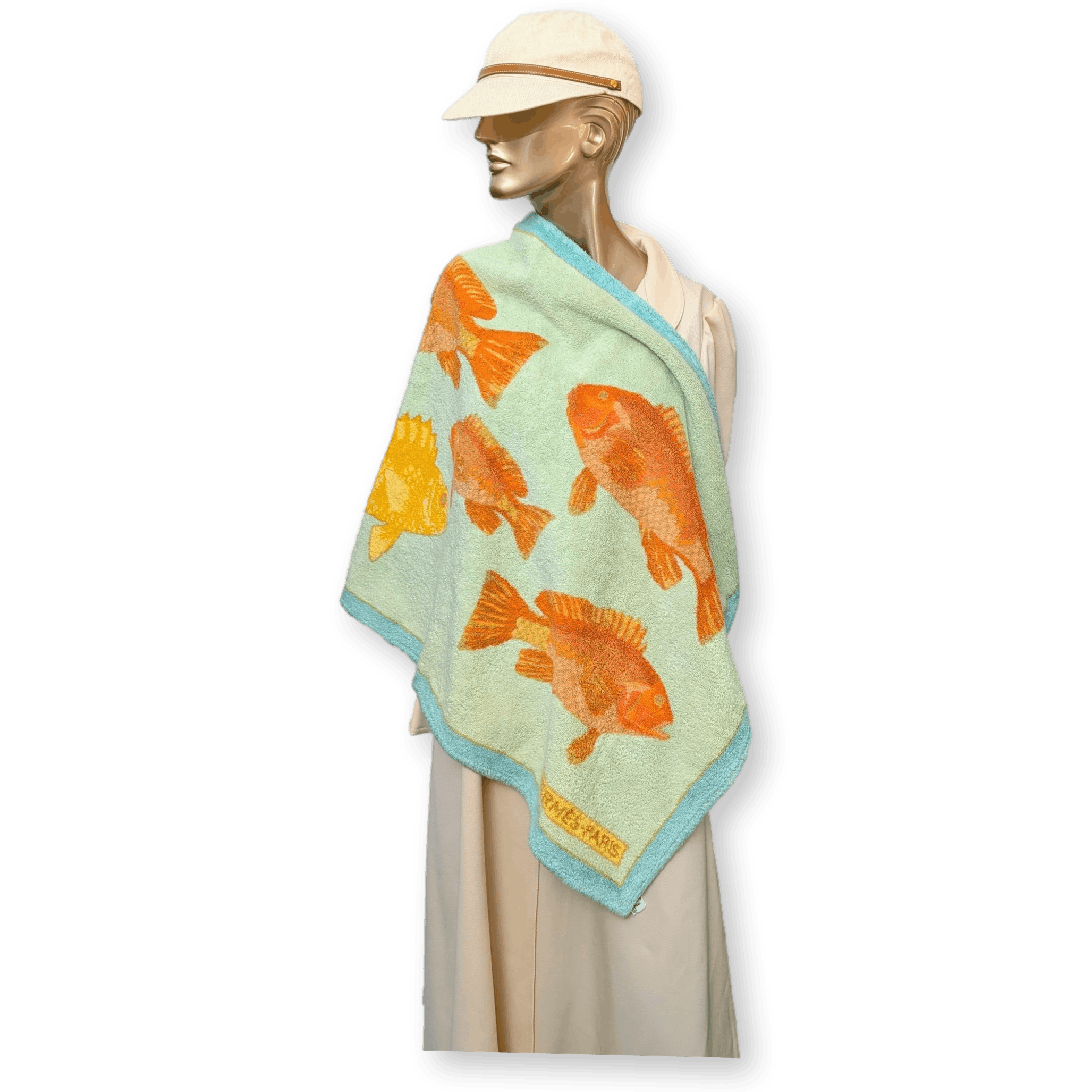 HERMES Bali Bath Mat Turquoise Orange PM 90 x 60 cm Pristine