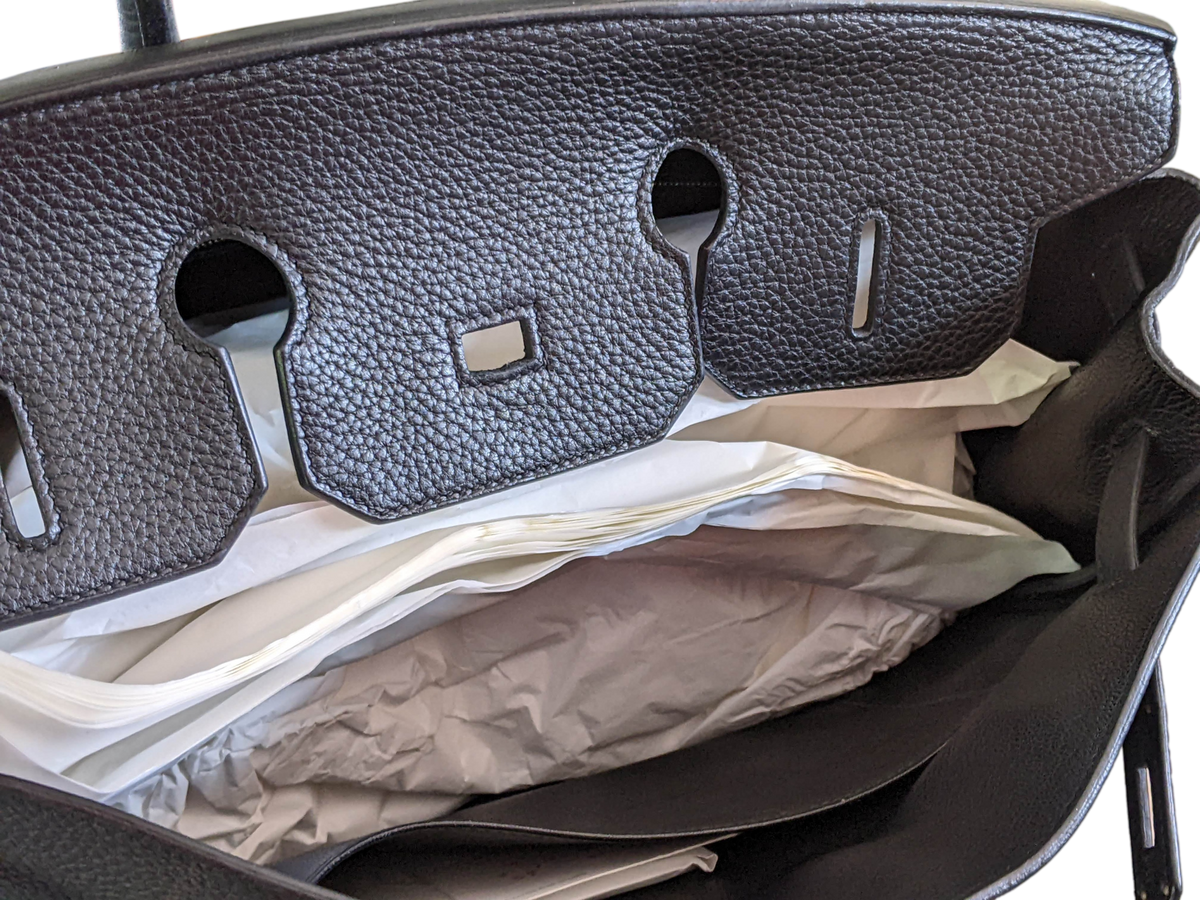 HERMES BIRKIN 35 Black Taurillon Clemence Bag PHW