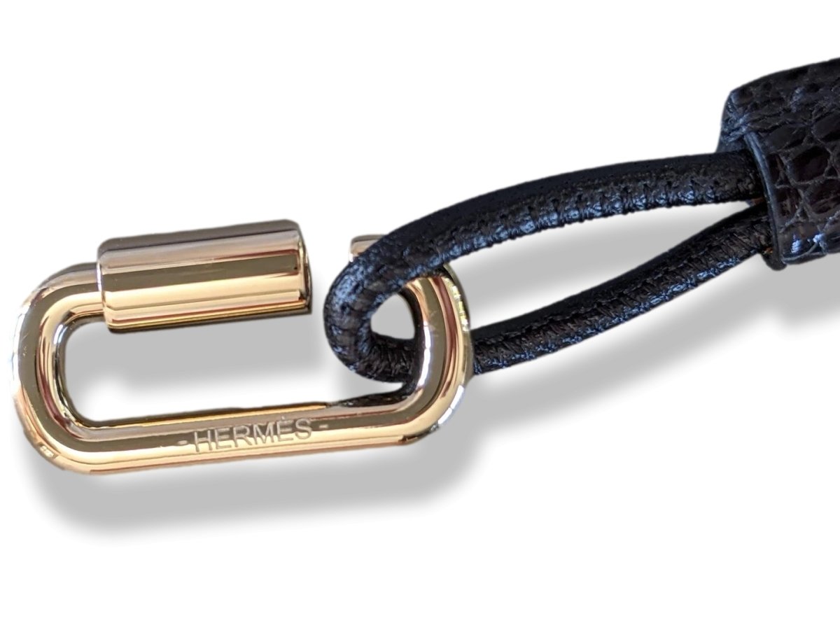 Hermes Black/Black Lizard/Permabrass PENDANT CURIOSITE NECKLACE, BNIB! - poupishop