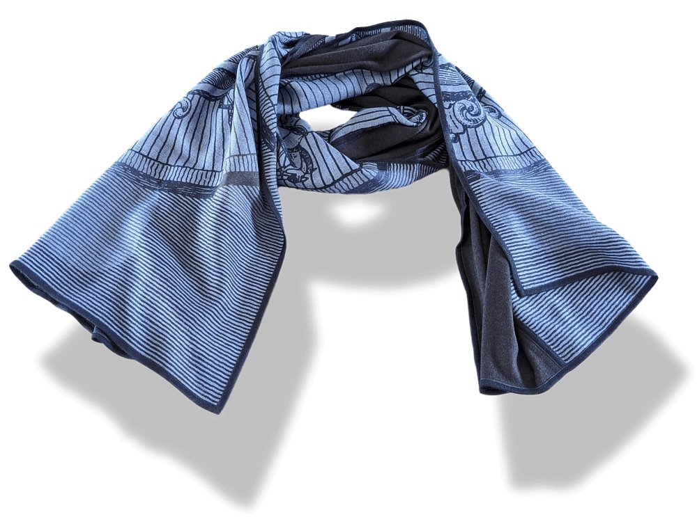 Hermes Men's Bleu Chine/Navy DOUBLE JEU SUITE ET MANQUE 70% Cashmere Stole, BNWT!