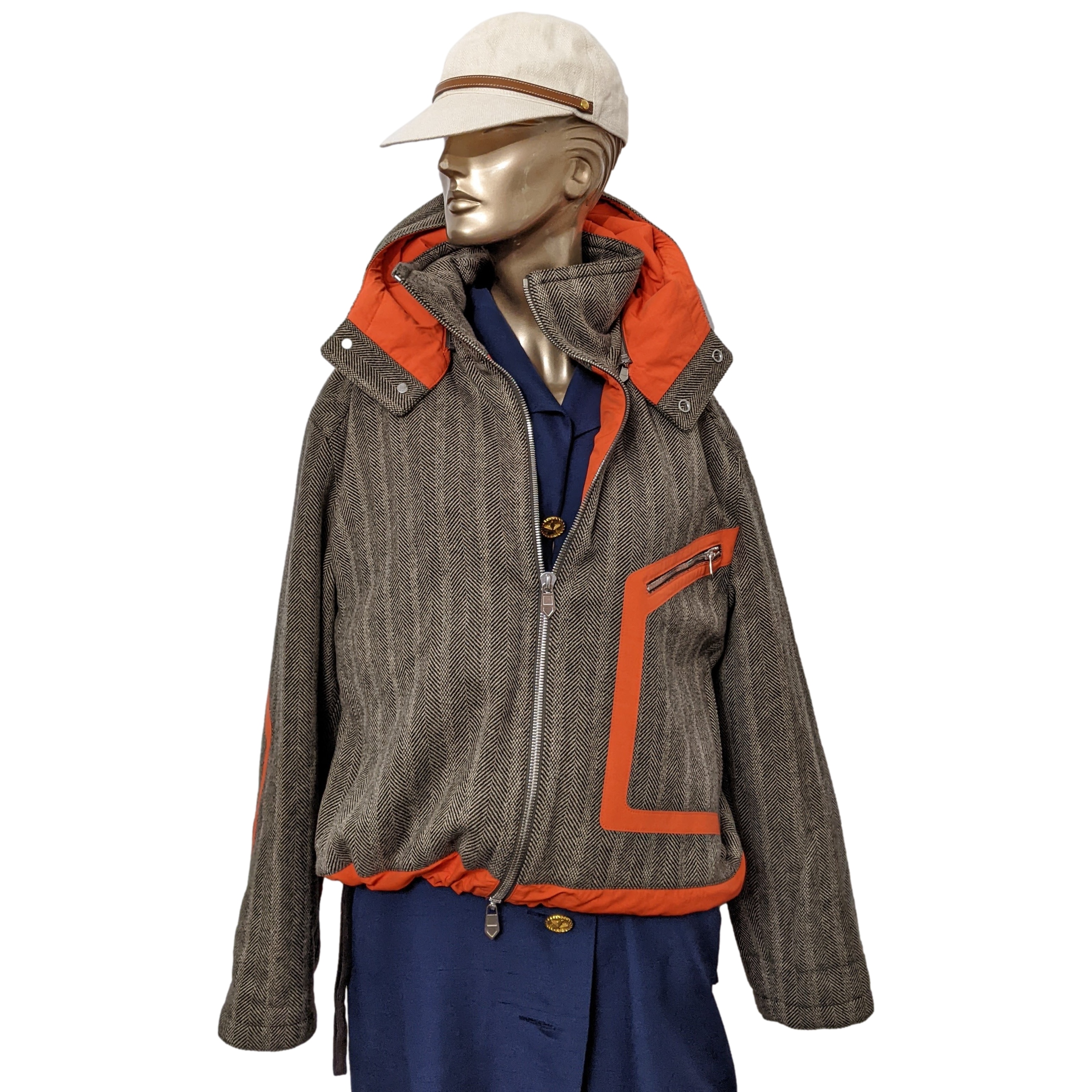 HERMES BLOUSON CAPUCHE AMOVIBLE VIGOUREUX Removable Hood Jacket Sz48