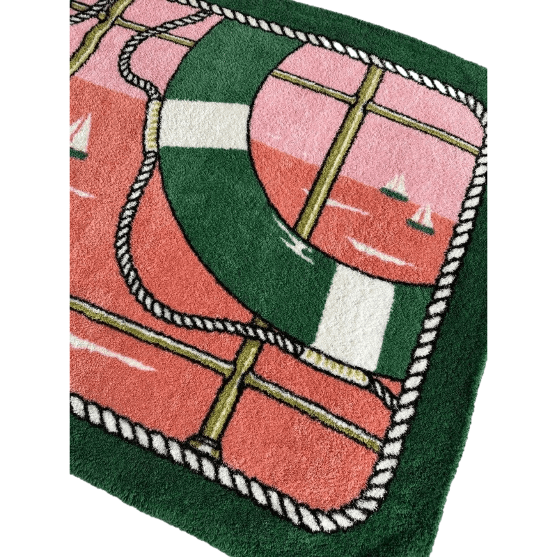 HERMES Bouees Green/Pink Terry Beach Towel 90 x 150 cm