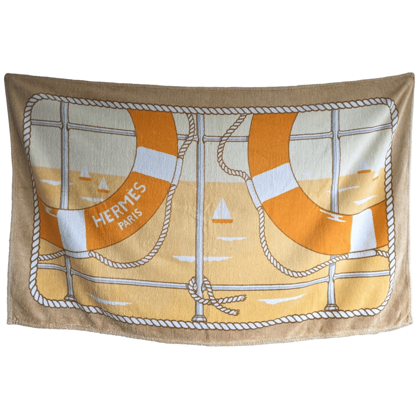 HERMES Beige/ Yellow Bouees Terry Towel Towel 90 x 150 cm