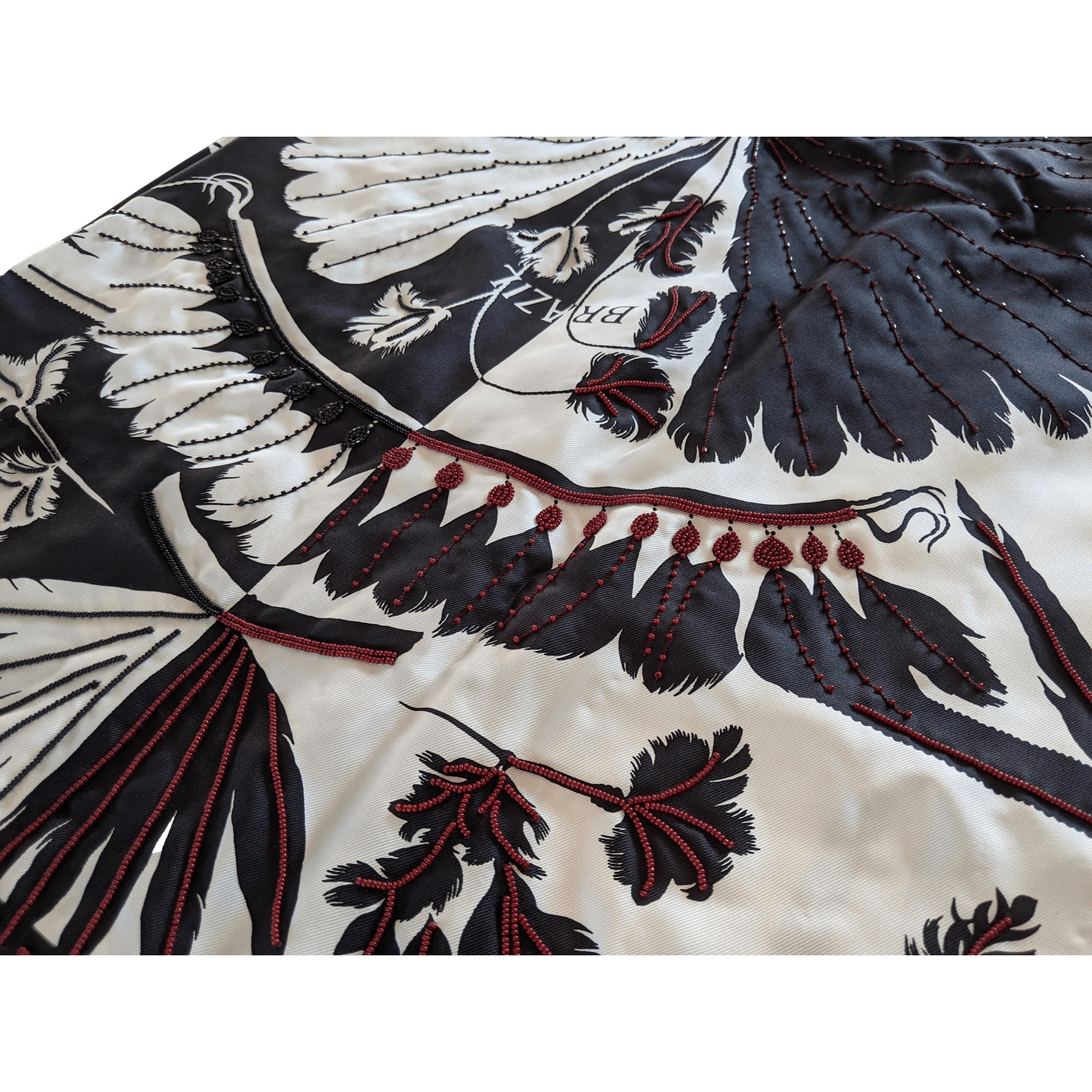 HERMES Precieux BRAZIL - BRANDEBOURG Beaded Embroidered Twill Silk Stole Made in India