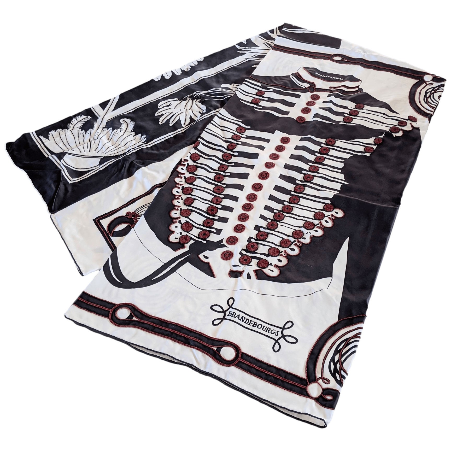 HERMES Precieux BRAZIL - BRANDEBOURG Beaded Embroidered Twill Silk Stole Made in India