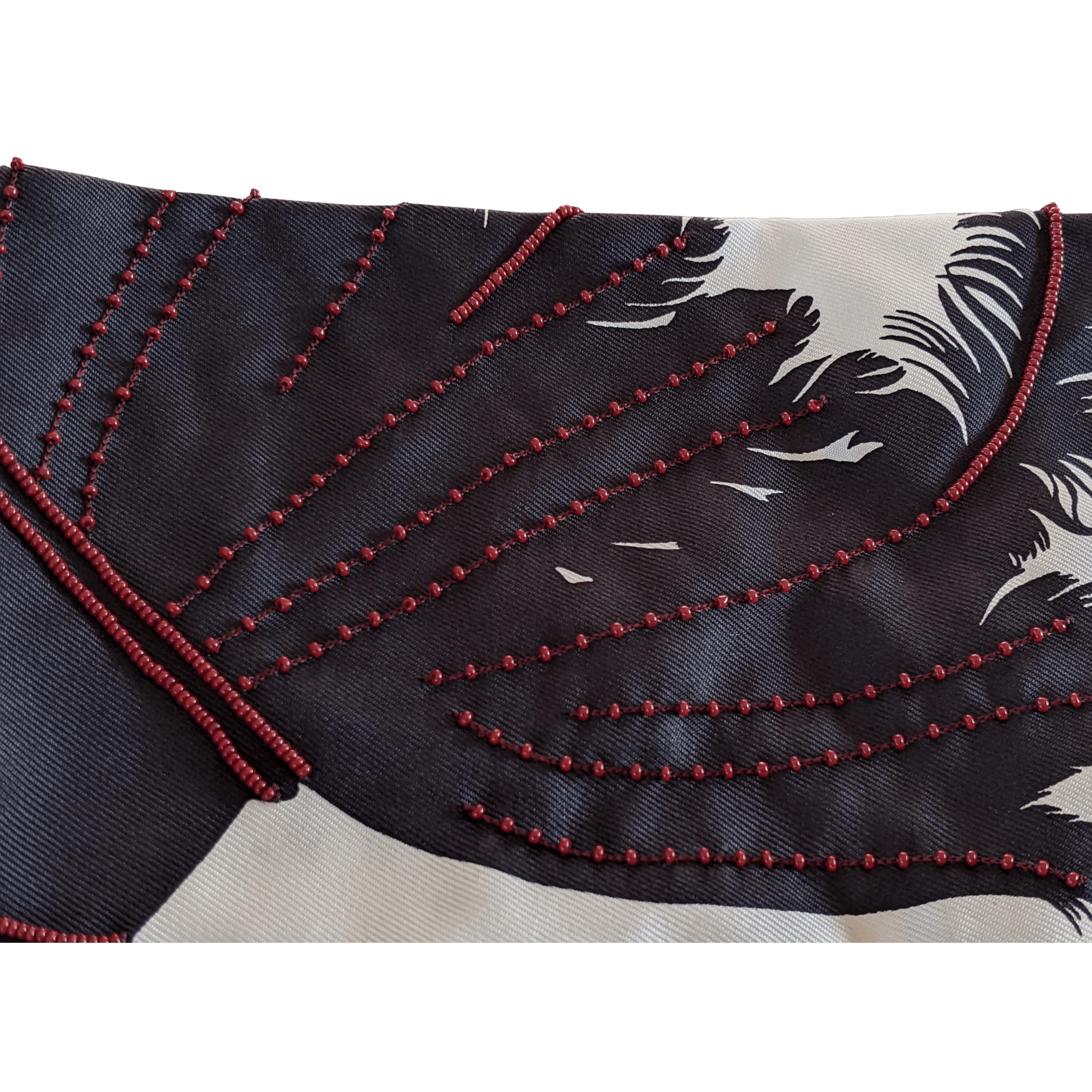 HERMES Precieux BRAZIL - BRANDEBOURG Beaded Embroidered Twill Silk Stole Made in India