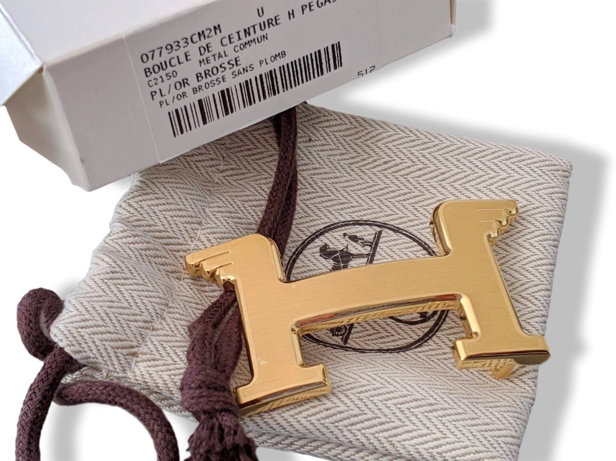 Hermes Brushed Gold H PEGASE Buckle 32 mm, New in white box! - poupishop