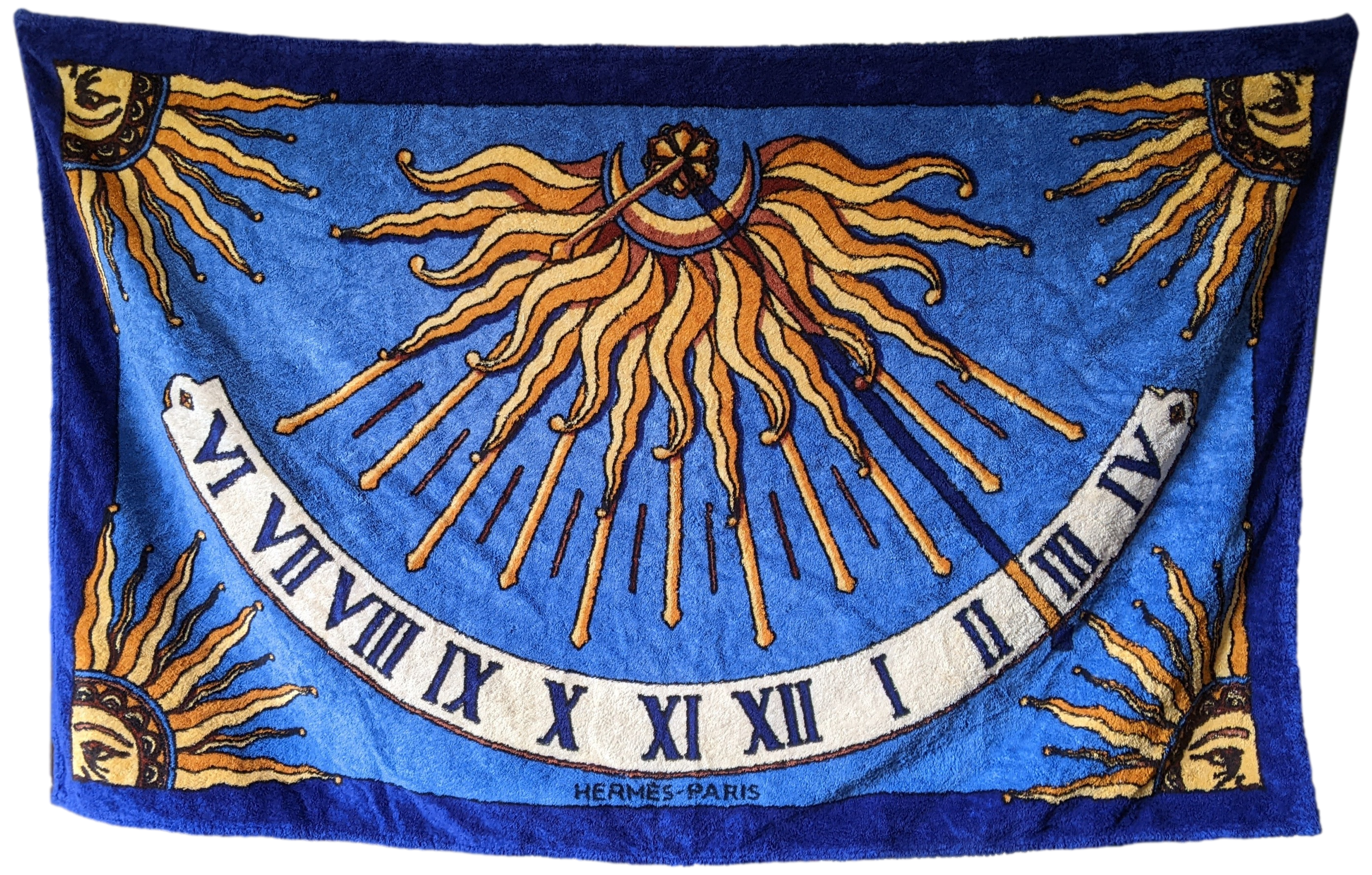 HERMES Vintage CADRAN SOLAIRE Terry Beach Towel 90 x 150 cm