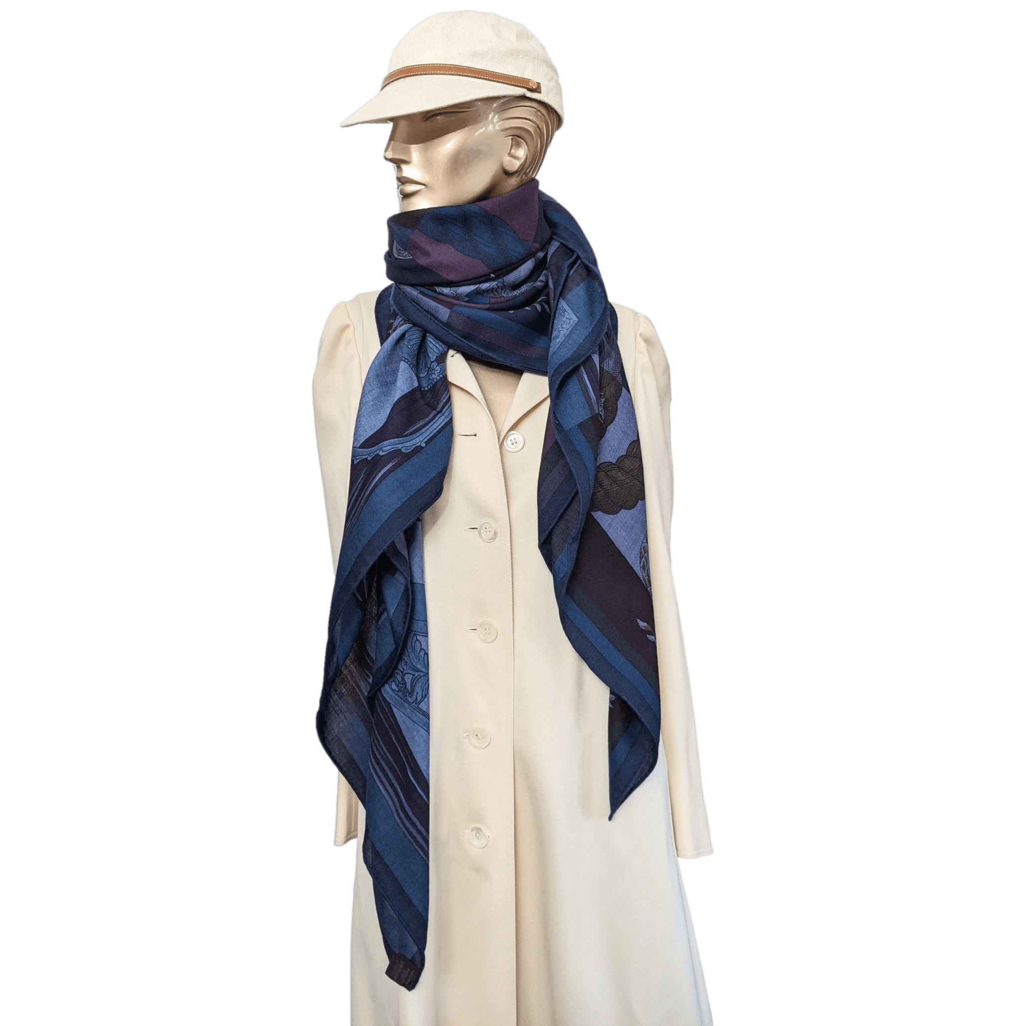 HERMES 2015 Cavalleria d'Etriers by Virginie Jamin Cashmere Shawl 140 x 140 cm