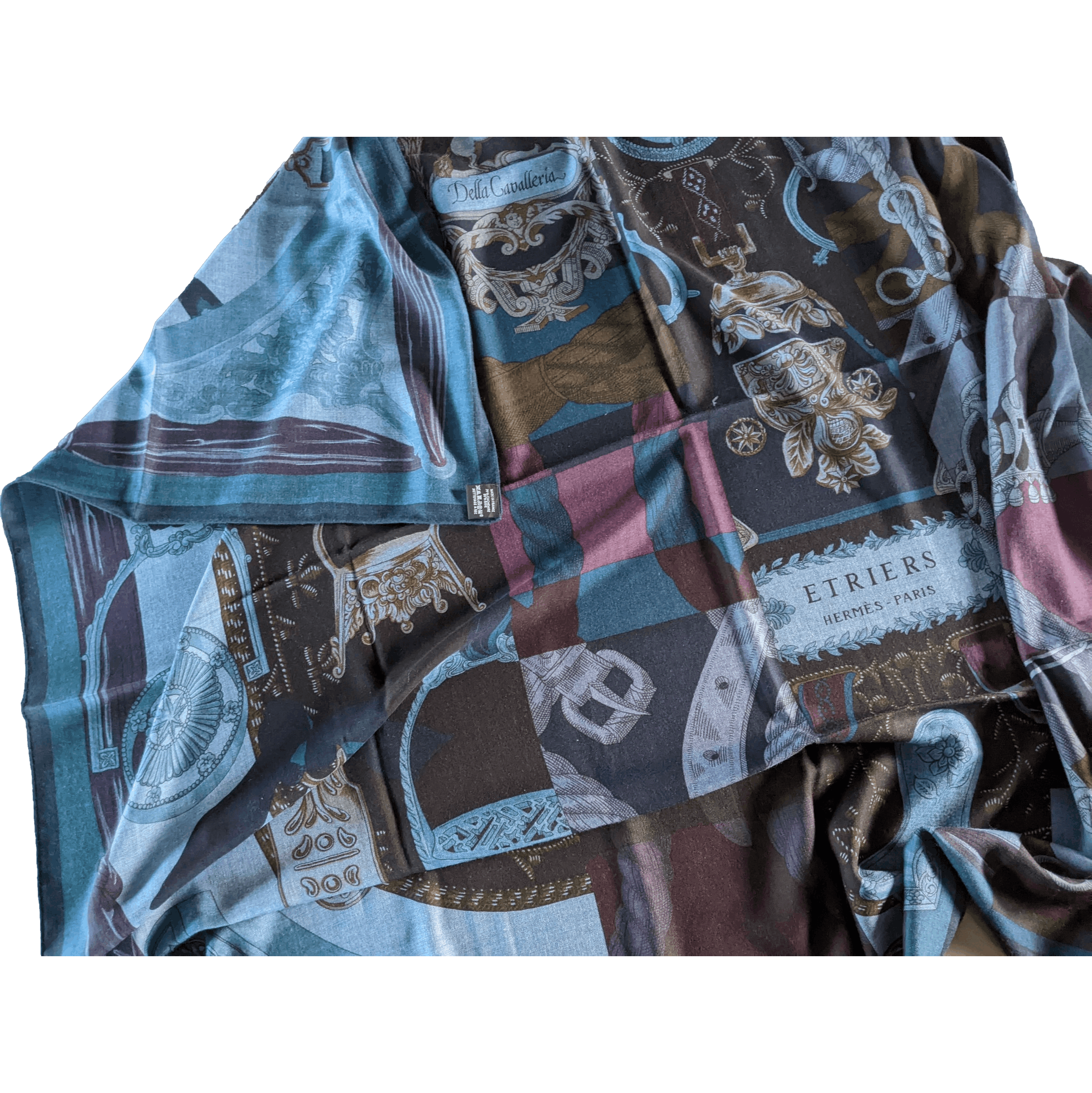 HERMES 2015 Cavalleria d'Etriers by Virginie Jamin Cashmere Shawl 140 x 140 cm