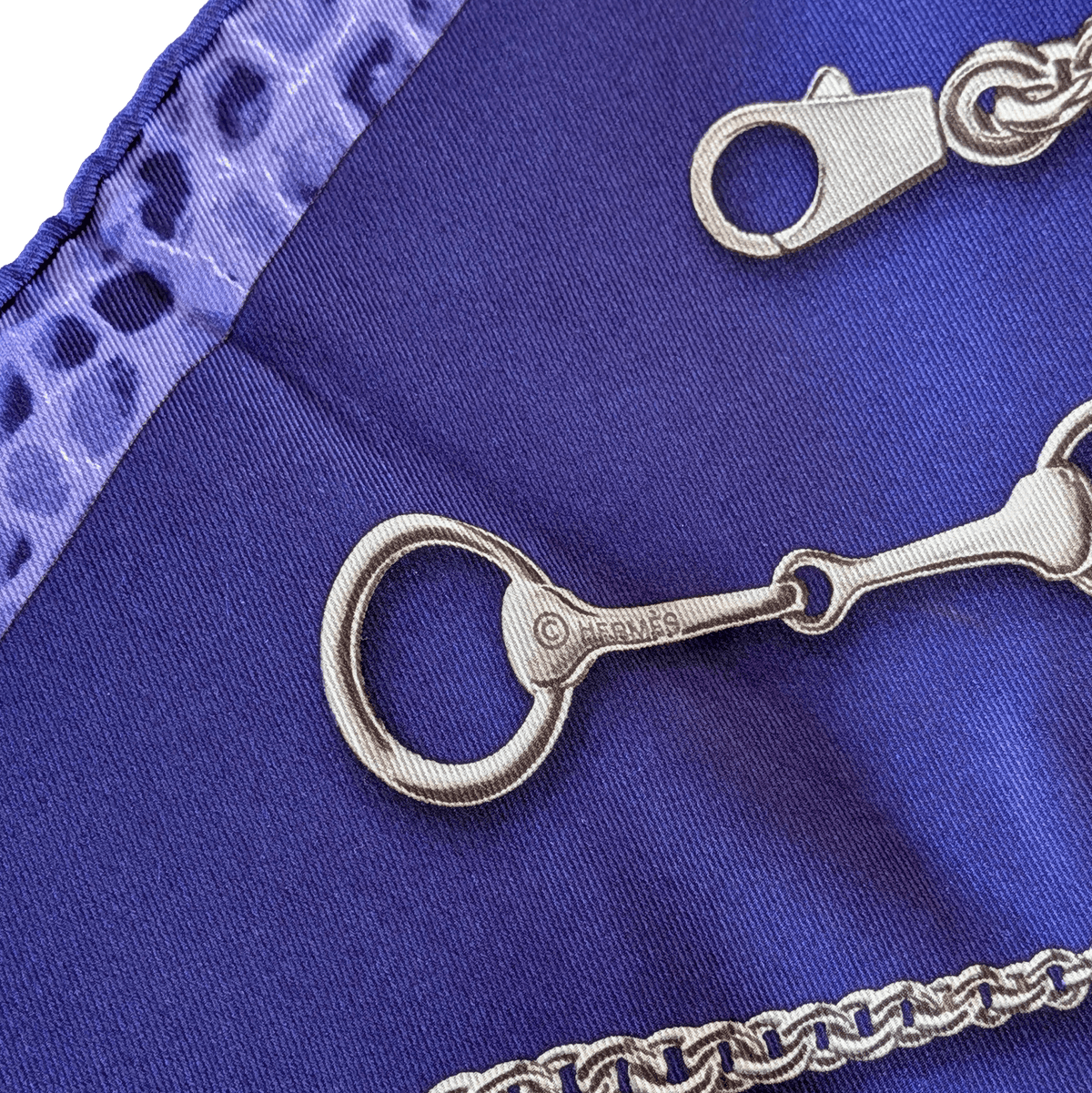 HERMES Chaines et Gourmettes Vintage Silk Scarf 70 Ink Blue 2009 Box