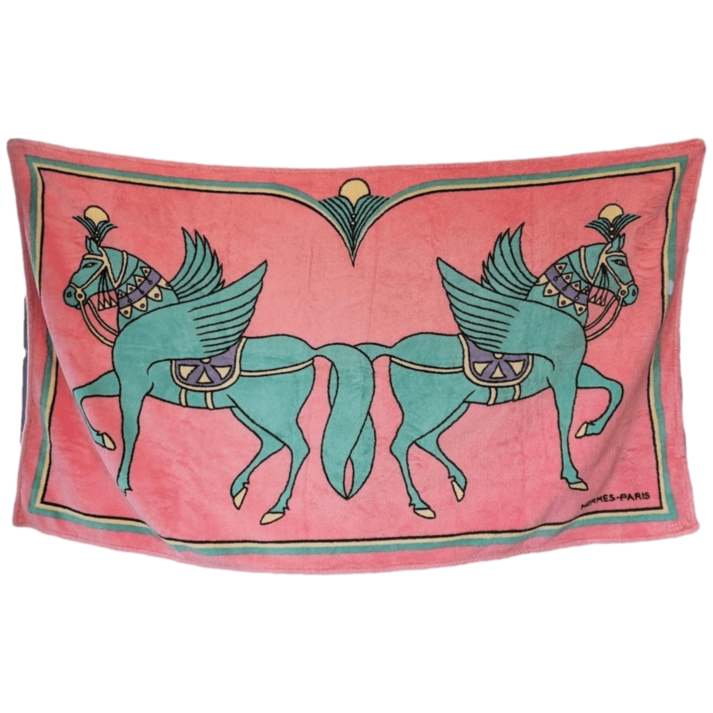 HERMES Chevaux Ailes Tapis de Plage Terry Beach Towel 90 x 150 cm