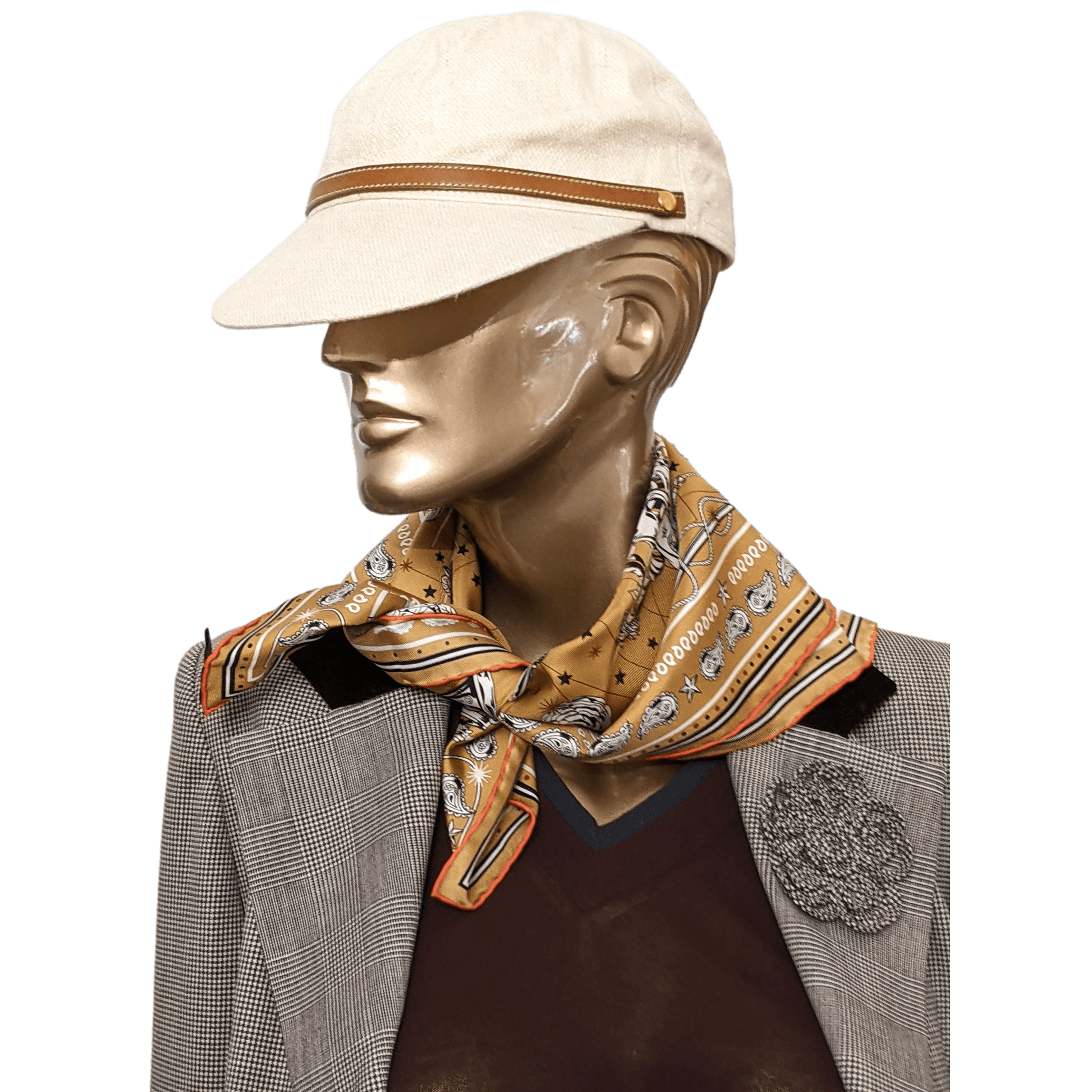 HERMES Golden Beige Chorus Stellarum by Daiske Nomura Bandana 55 x 55 cm