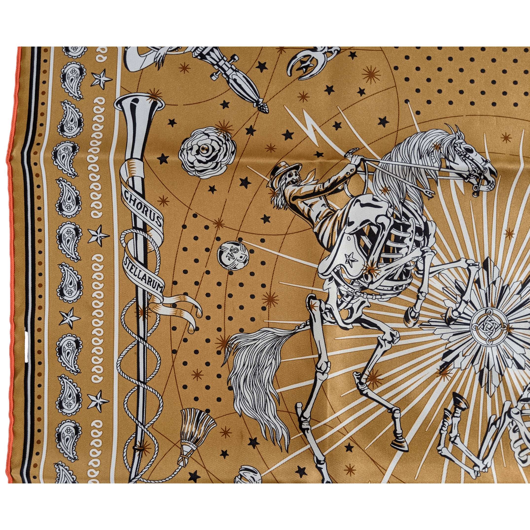 HERMES Golden Beige Chorus Stellarum by Daiske Nomura Bandana 55 x 55 cm