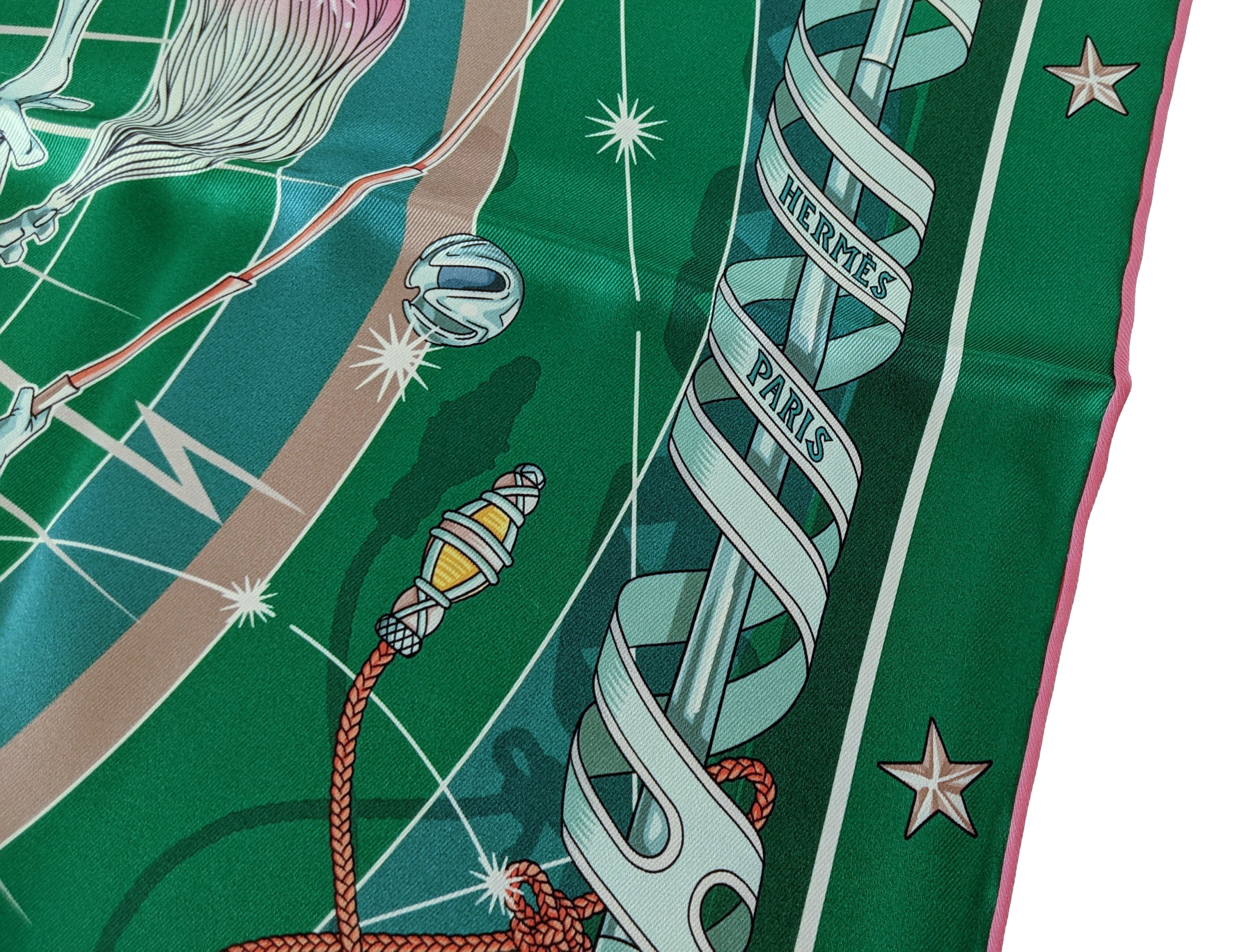 HERMES (JUT13) Vert CHORUS STELLARUM Vintage Silk 70 x 70 cm