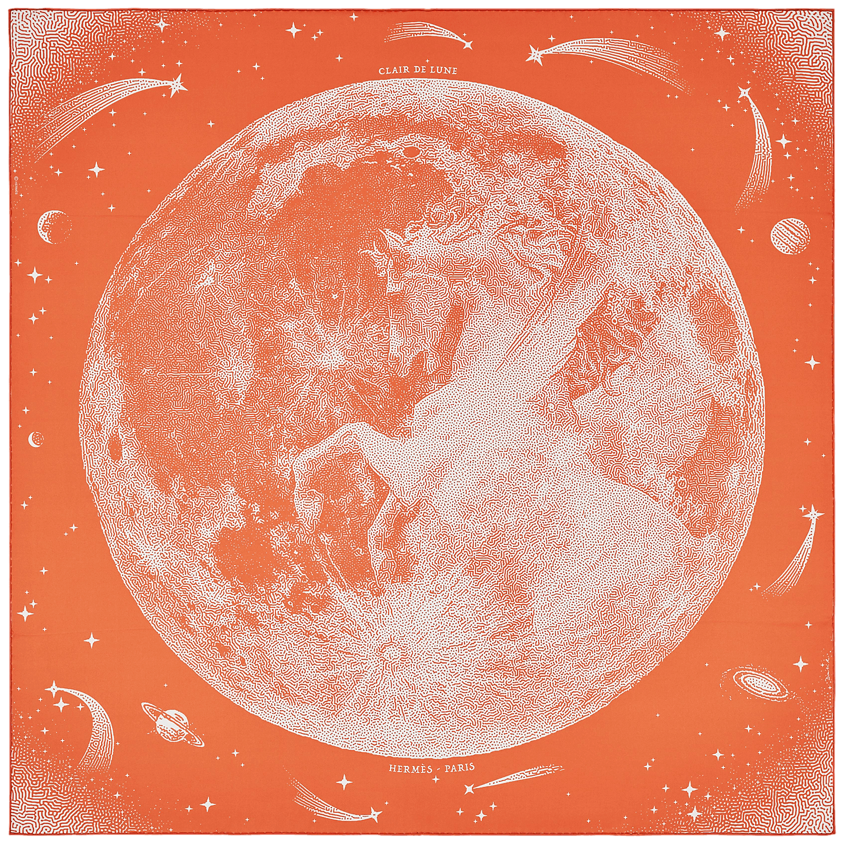 HERMES Clair de Lune Double Face Twill Scarf 90