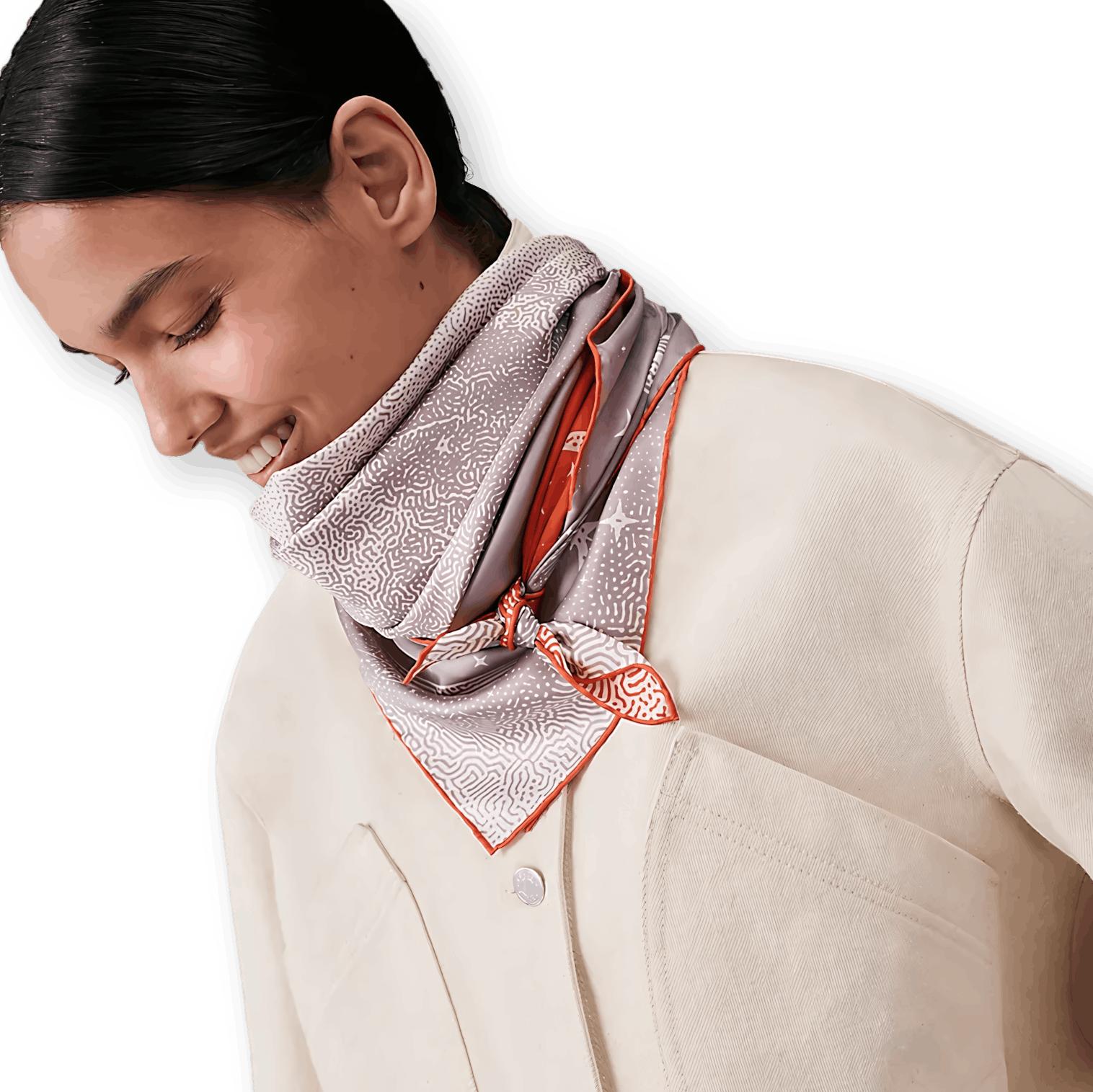 HERMES Clair de Lune Double Face Twill Scarf 90