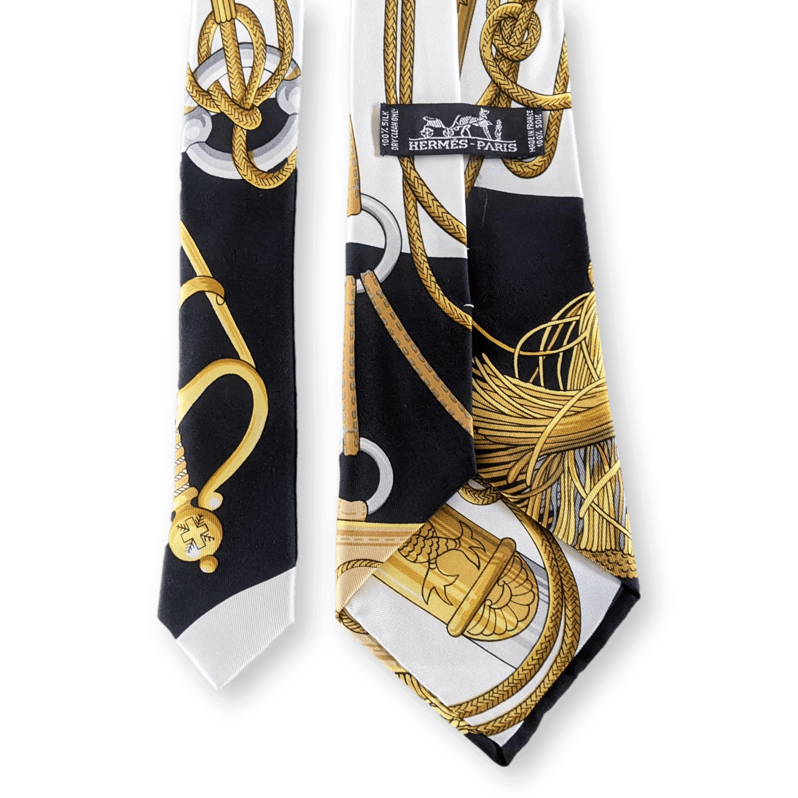 HERMES Vintage 1970s Cliquetis Vintage Twill Silk Tie 9.5 cm in Box