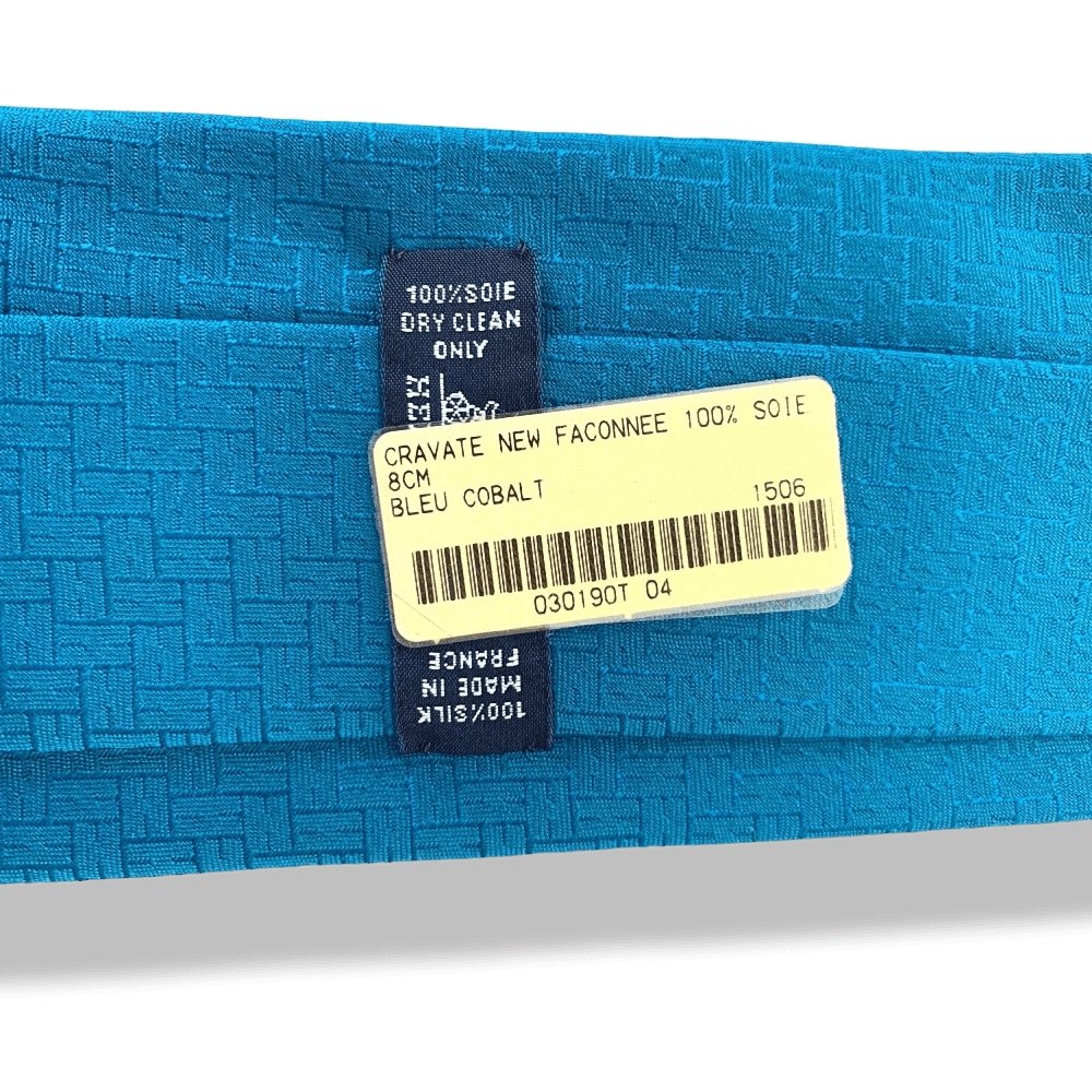Hermes Cobalt Blue NEW FACONNEE Jacquard Twill Silk Tie 8 cm, NWT in Pochette! - poupishop