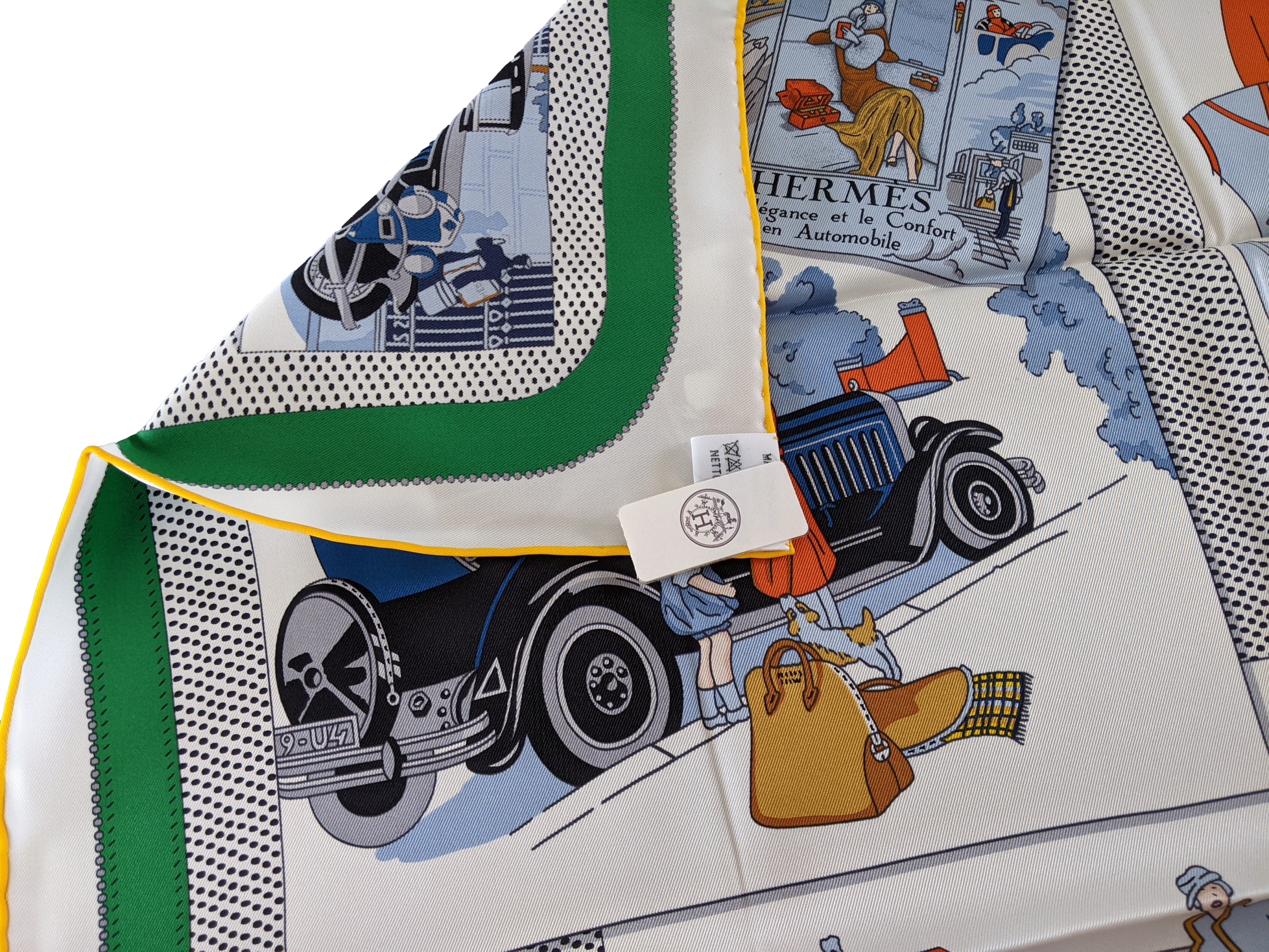 HERMES (JUT14) CONFORT EN AUTOMOBILE Vintage Silk 70 x 70 cm