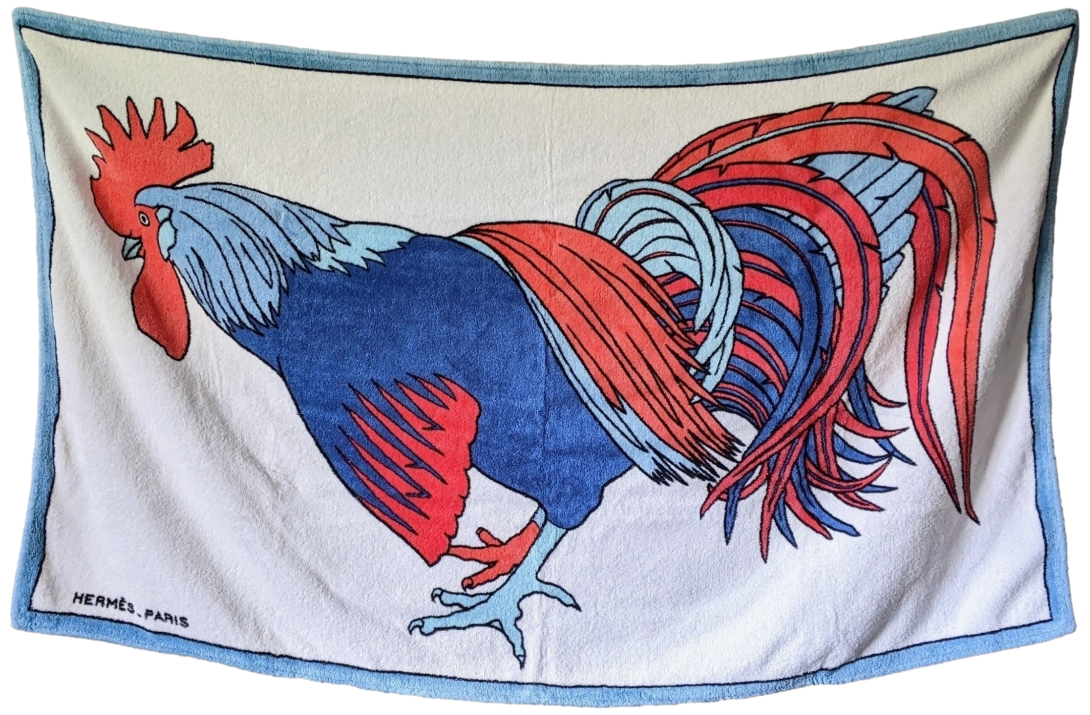 HERMES COQ 1980s Terry Beach Towel 90 x 150 cm
