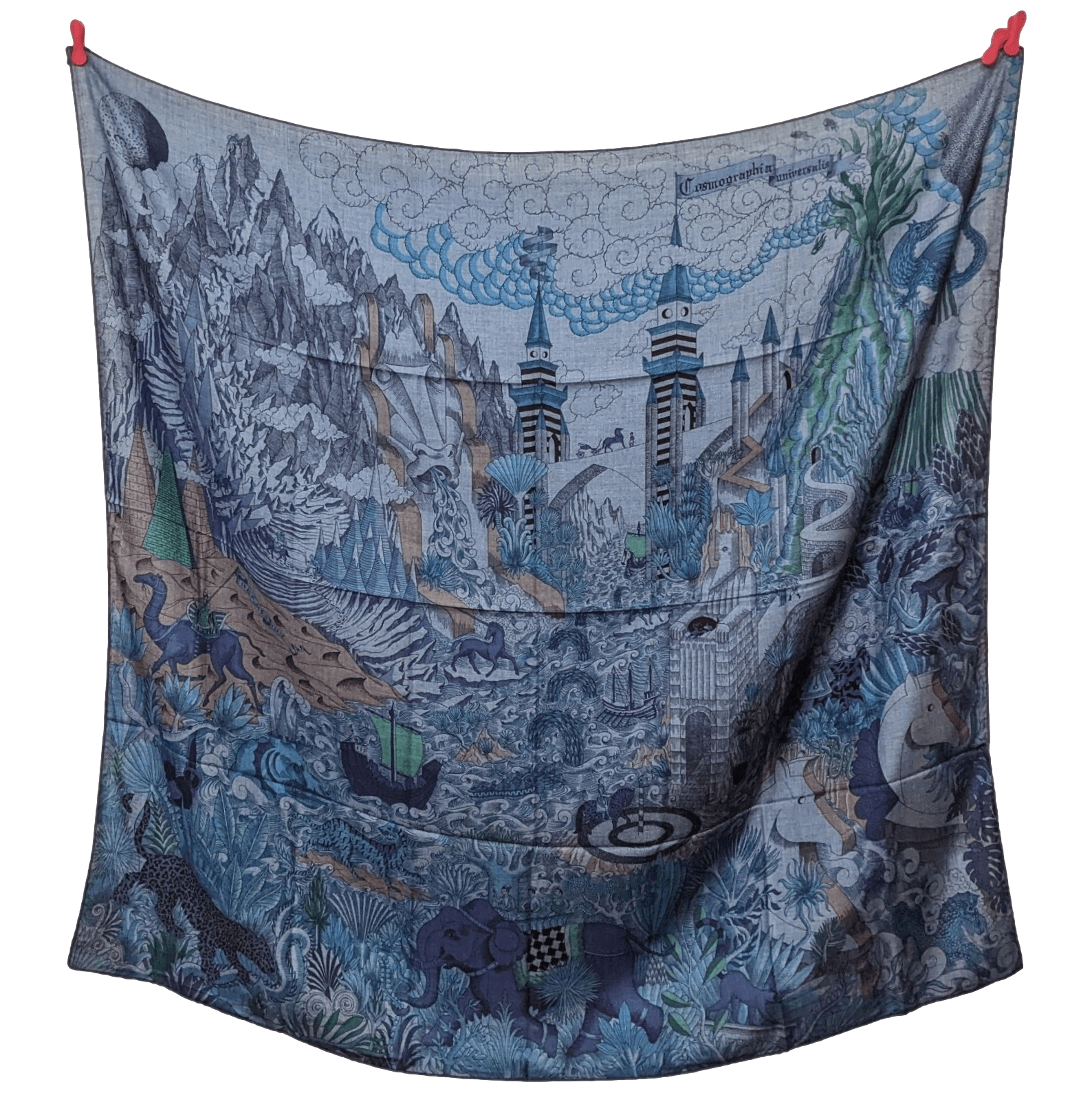 HERMES COSMOGRAPHIA UNIVERSALIS by Jan Bajtlik Cashmere Shawl 140 x 140 cm