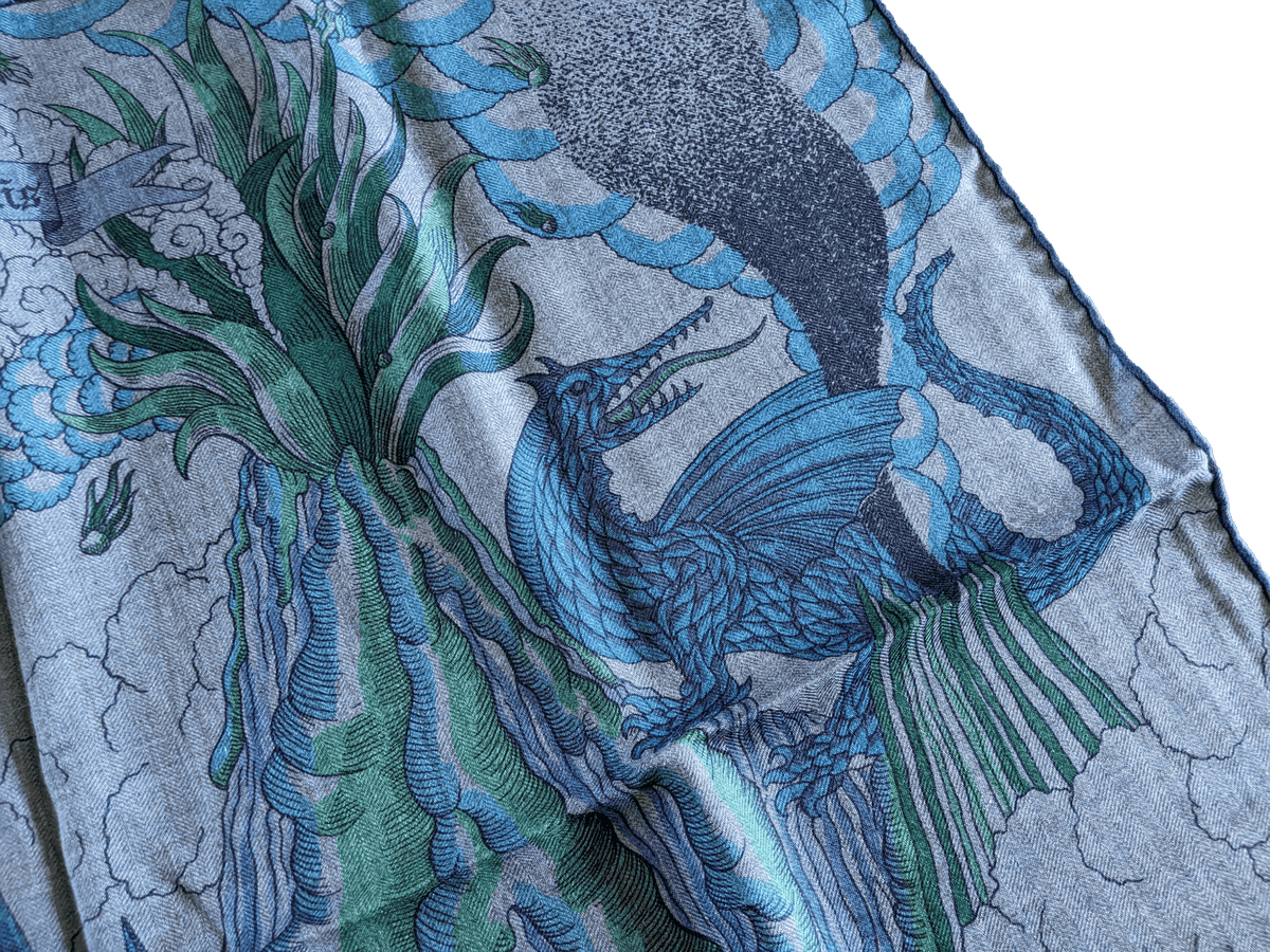 HERMES COSMOGRAPHIA UNIVERSALIS by Jan Bajtlik Cashmere Shawl 140 x 140 cm