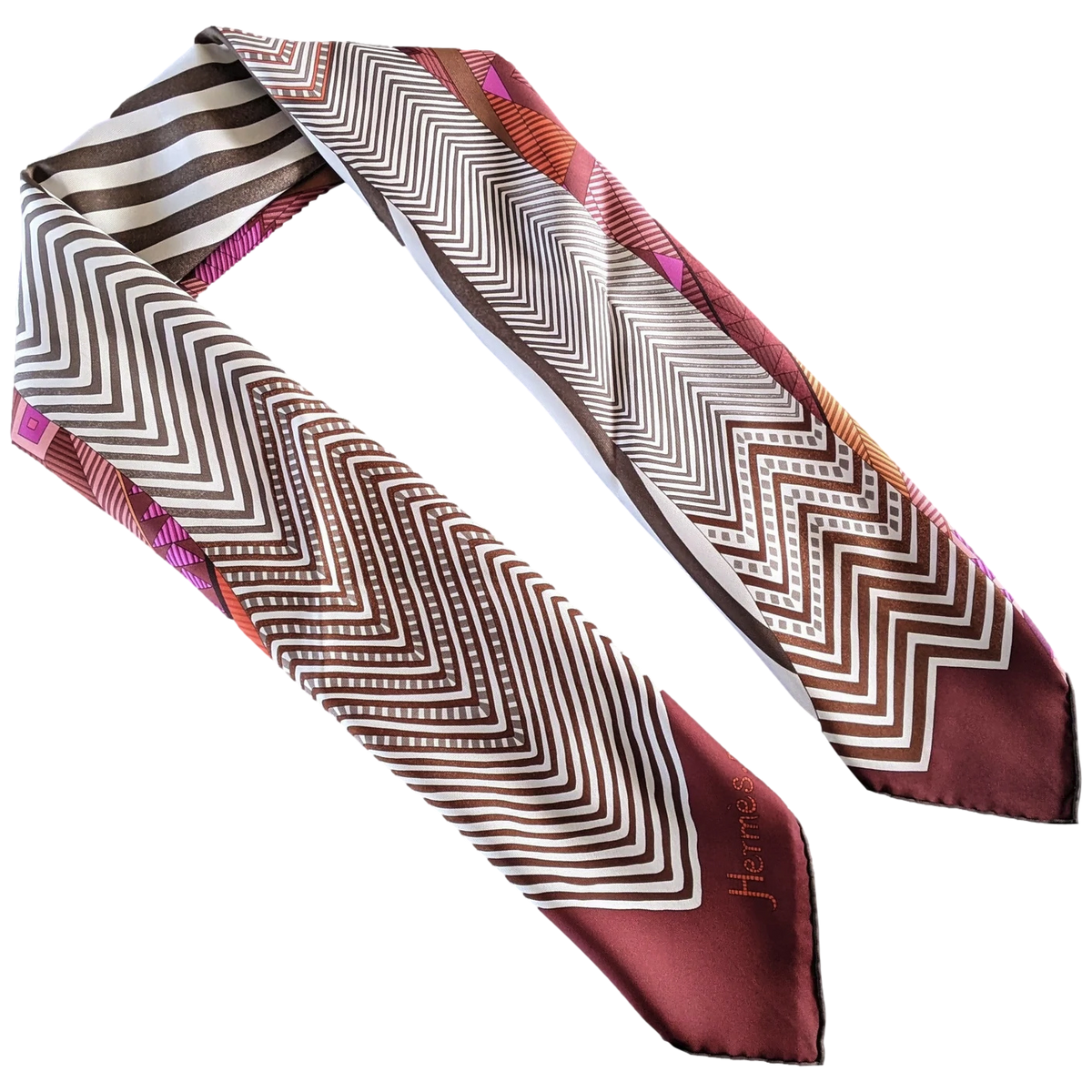 Hermes 2008 Fuchsia "Coupons Indiens" by Aline Honore Twill 90cm Grail