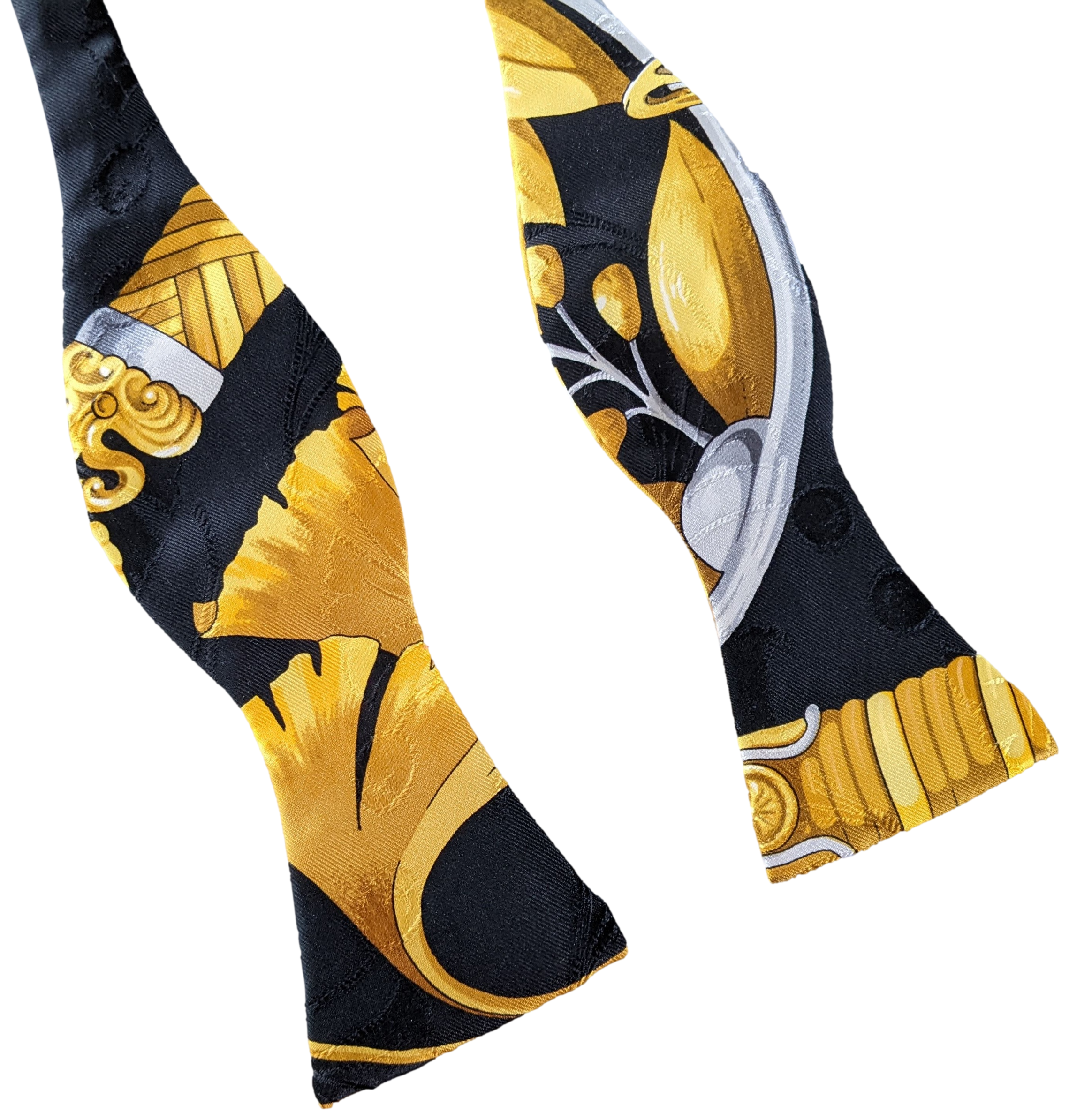 HERMES Vintage Self-Tie DAIMYO Jacquard Faconnee Silk Bow Tie, Adjustable Size