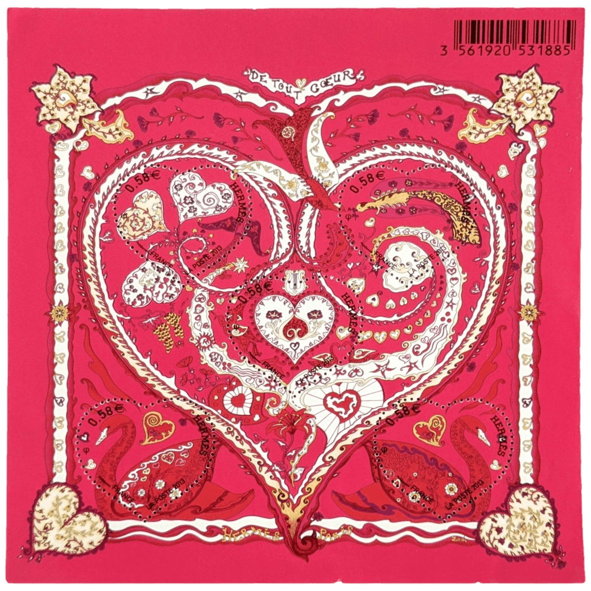 HERMES De Tout Coeur Heart Stickers Sheet