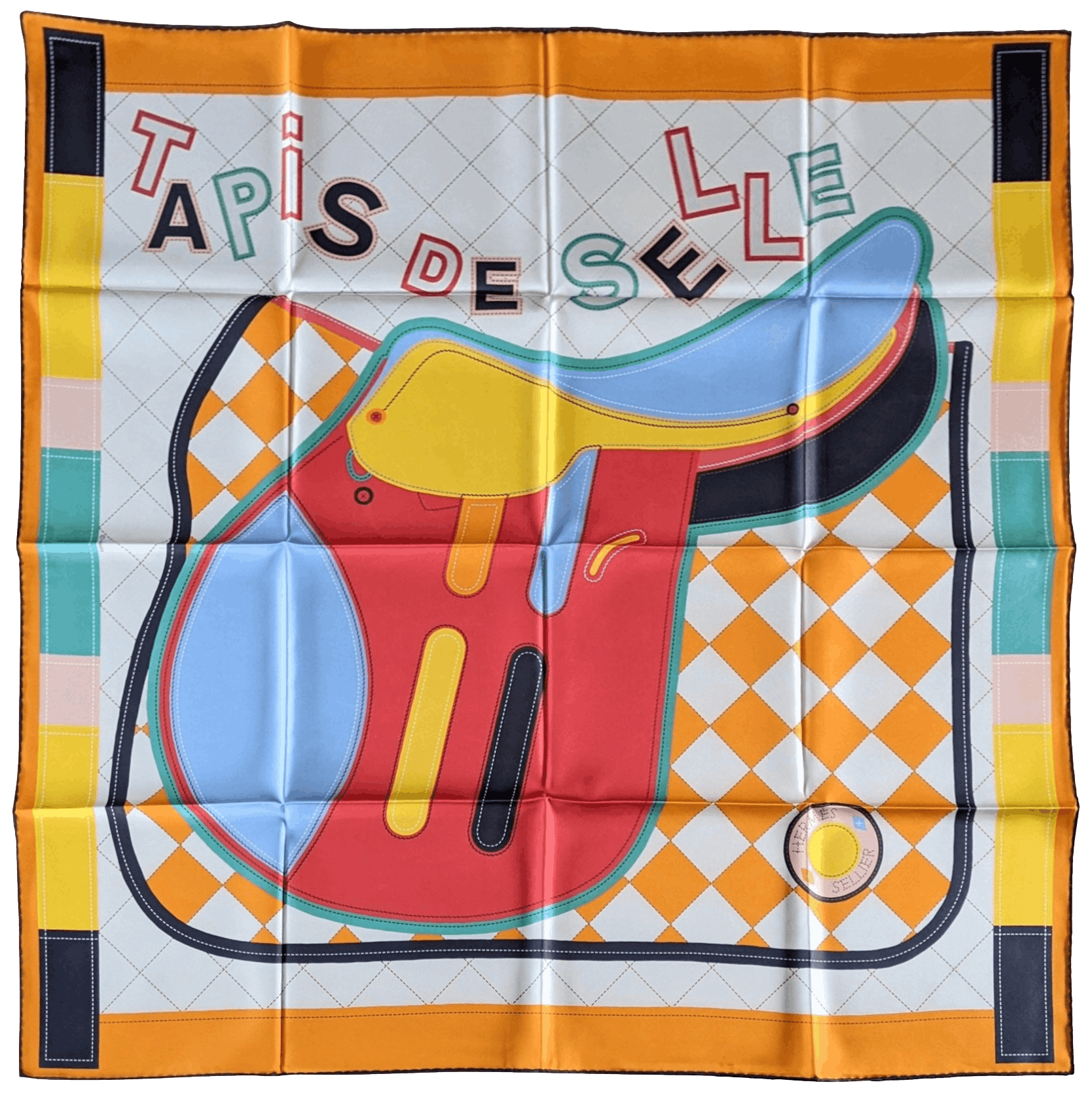 HERMES - Double Face Tapis de Selle - Twill Silk Scarf 90