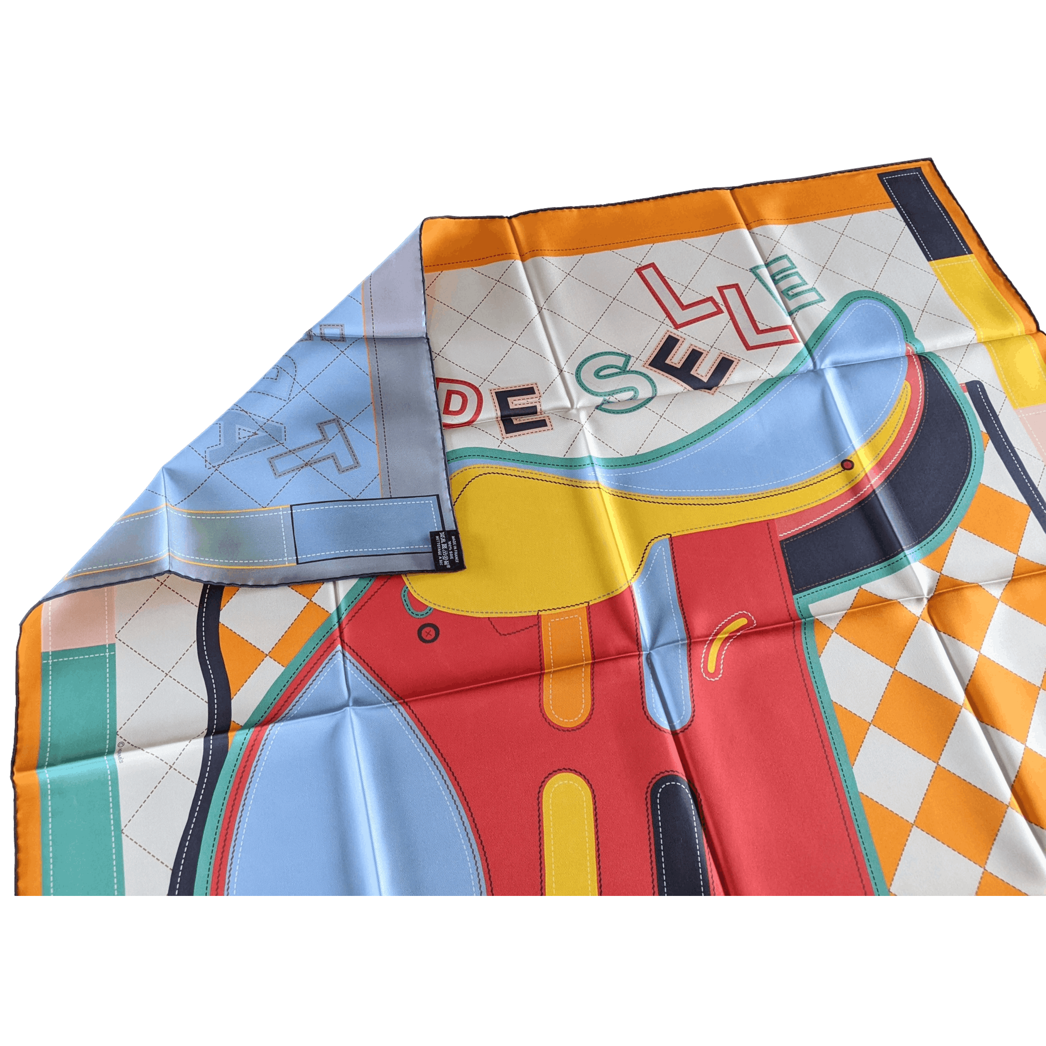HERMES - Double Face Tapis de Selle - Twill Silk Scarf 90