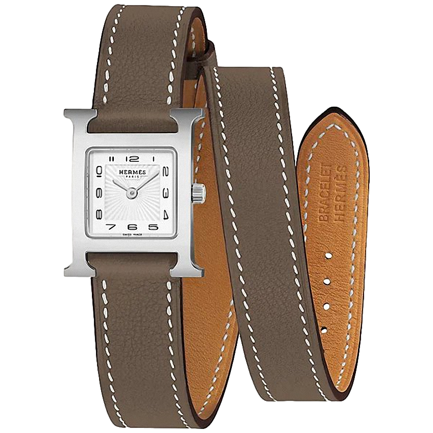Produits Hermes Etoupe "Double Tour Heure H" Watch Medium Model 30 mm