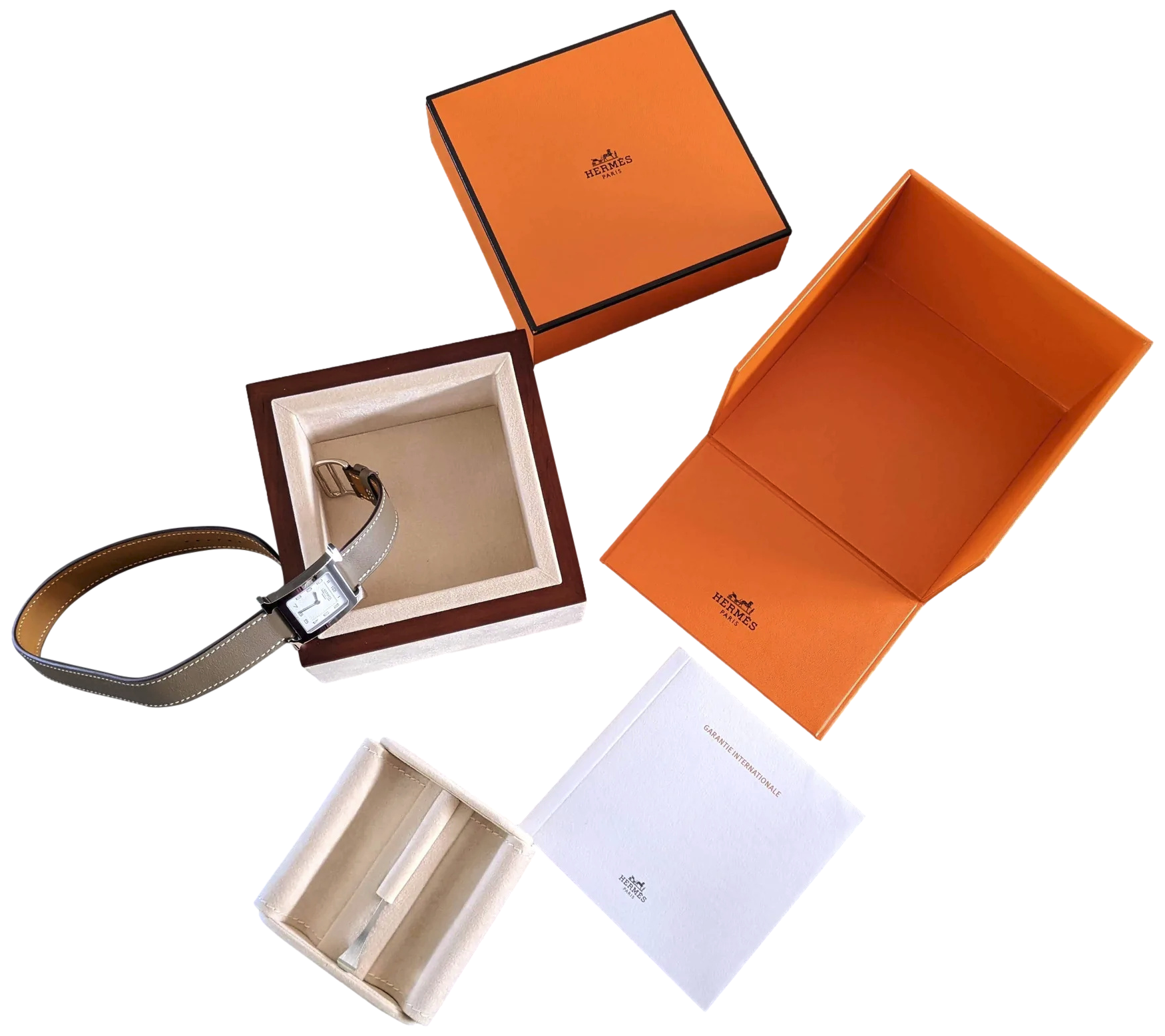 Produits Hermes Etoupe "Double Tour Heure H" Watch Medium Model 30 mm