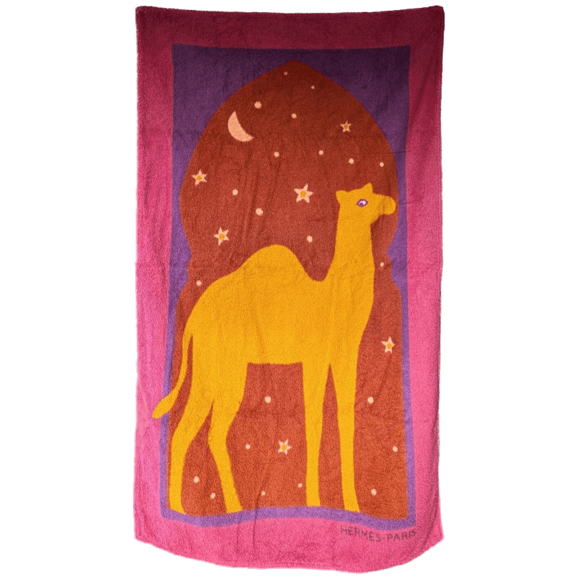 HERMES Dromedary Beach Towel Pink Orange GM 90 x 150 cm Pristine