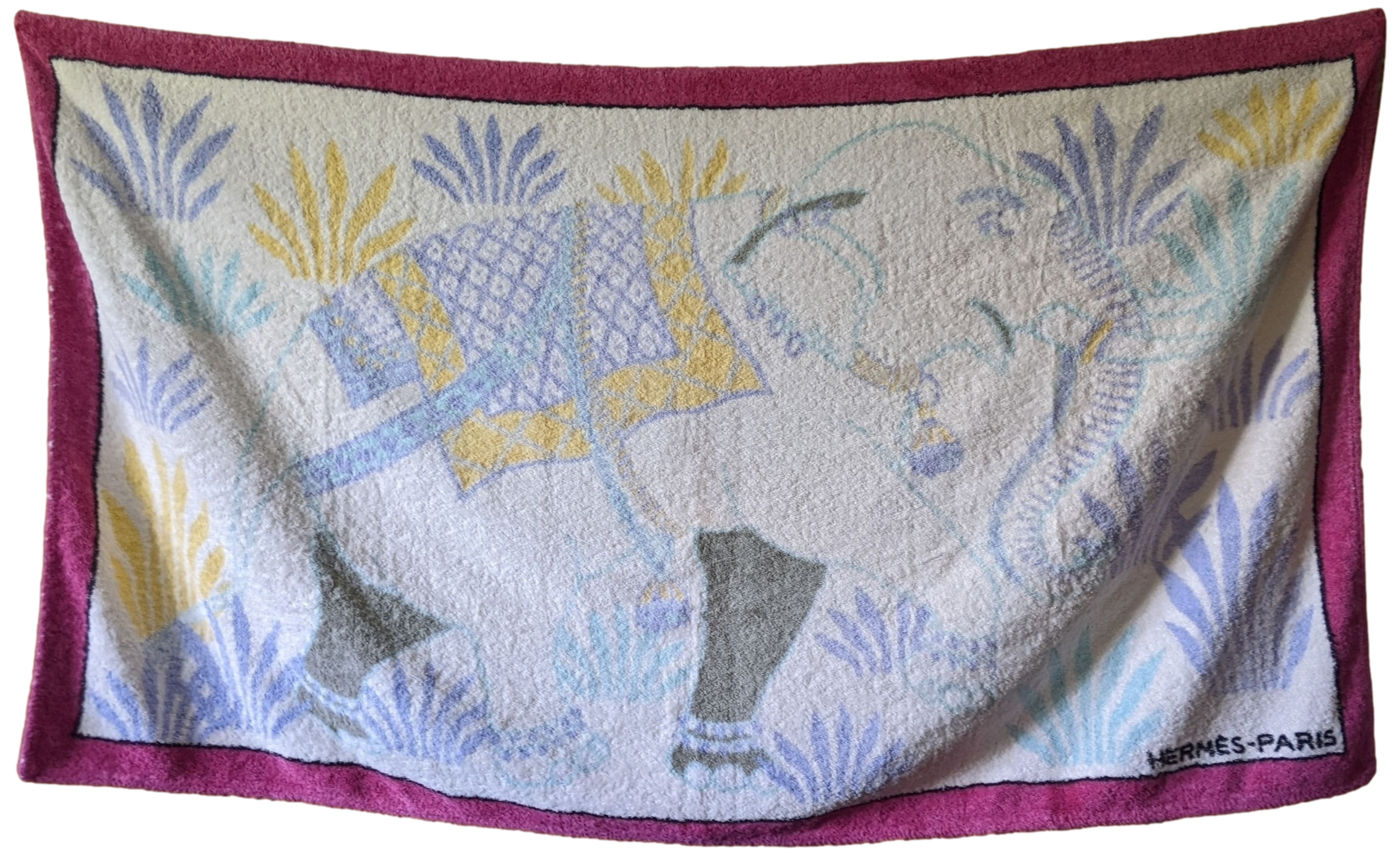 HERMES Vintage ELEPHANT Tapis de Plage Terry Beach Towel 90 x 150 cm
