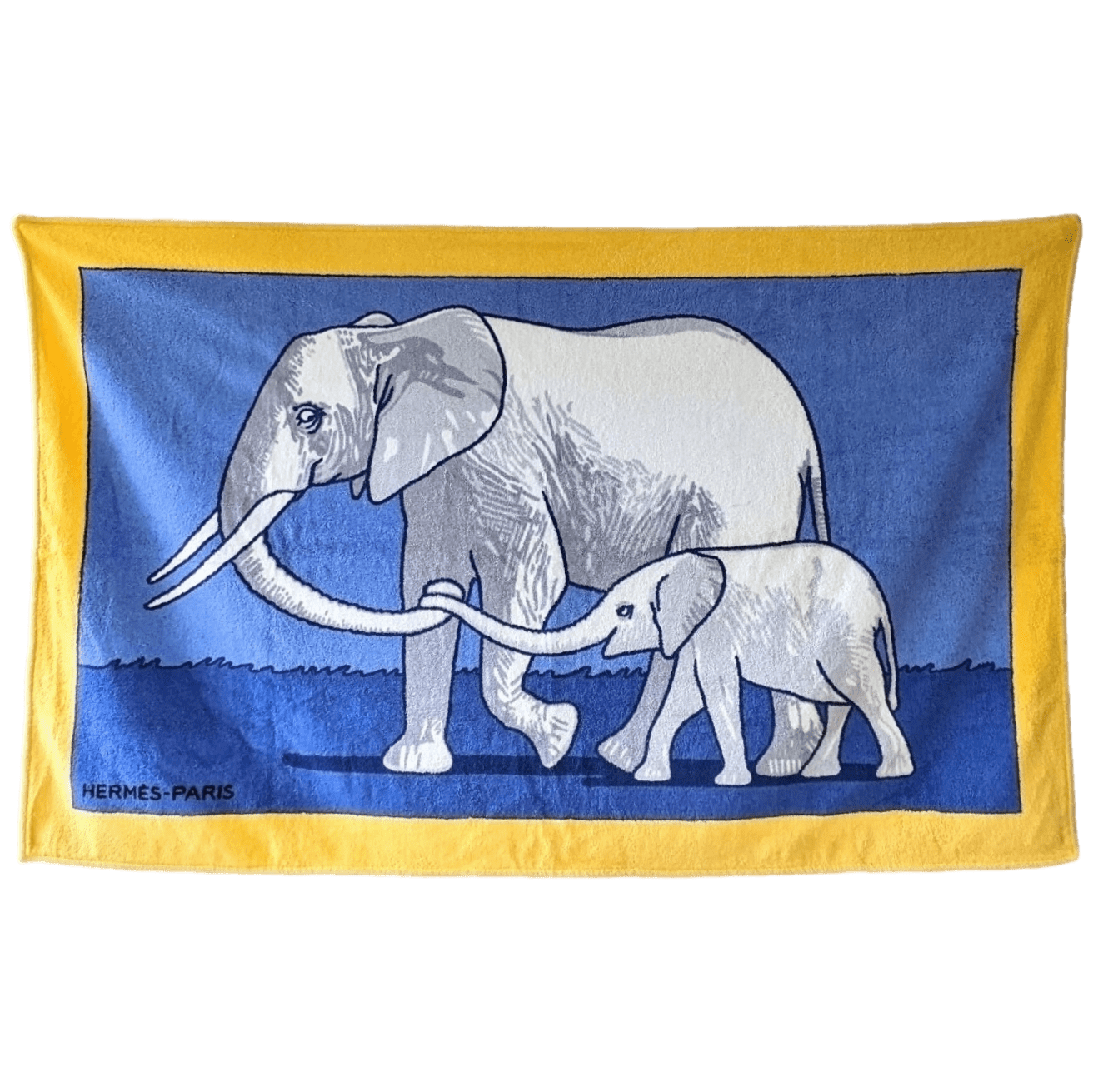 HERMES Elephants Terry Beach Towel 90 x 150 cm