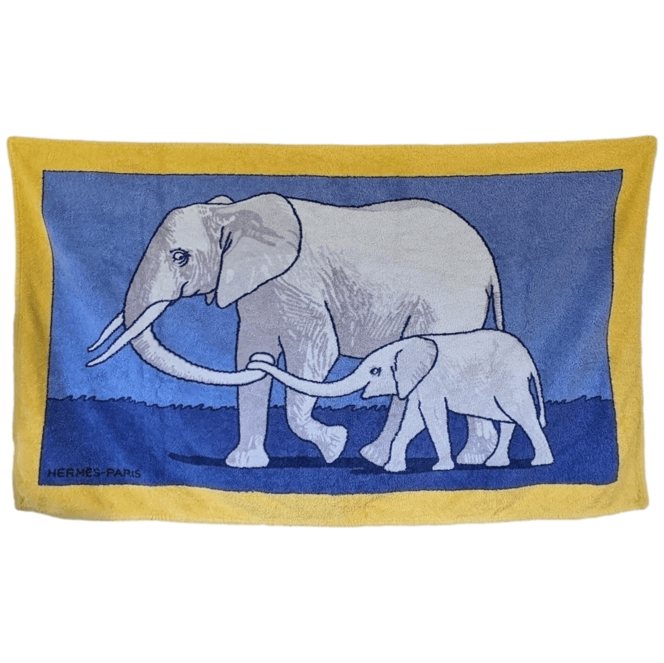 HERMES Elephants Terry Beach Towel 90 x 150 cm