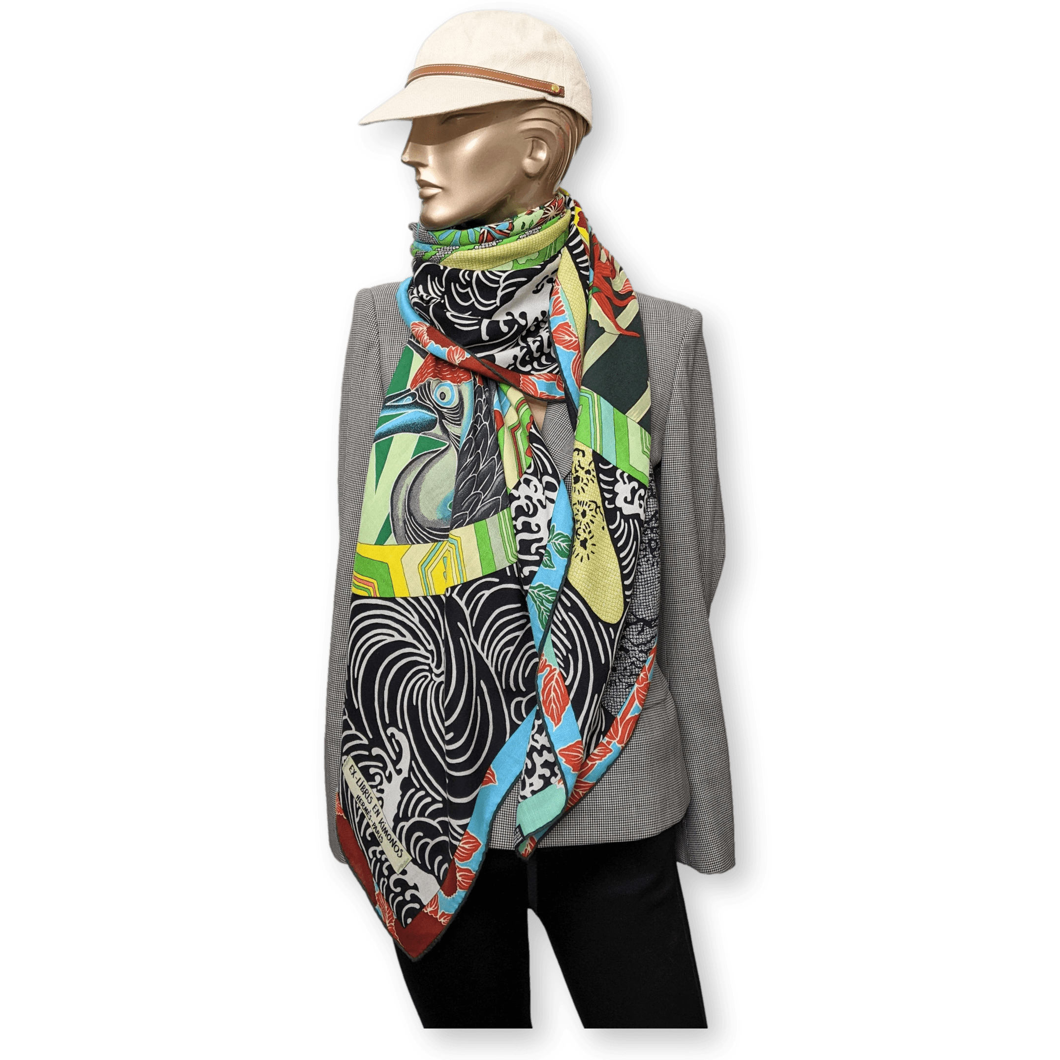 HERMES 2012 Ex-Libris en Kimonos Cashmere Shawl 140 x 140 cm