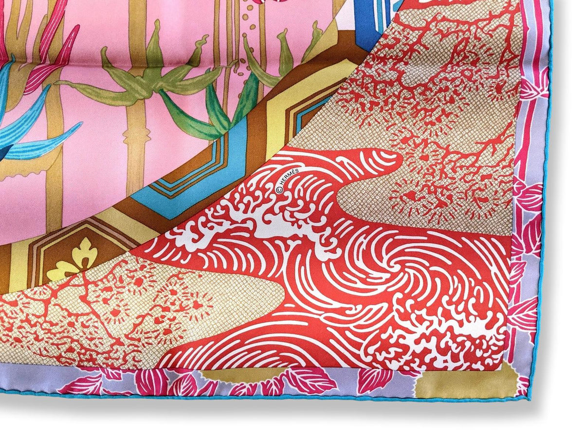Hermes 2011Turquoise/Lilas/Rose/Rouge EX-LIBRIS EN KIMONOS by Anamorphee Twill 90, Mint!