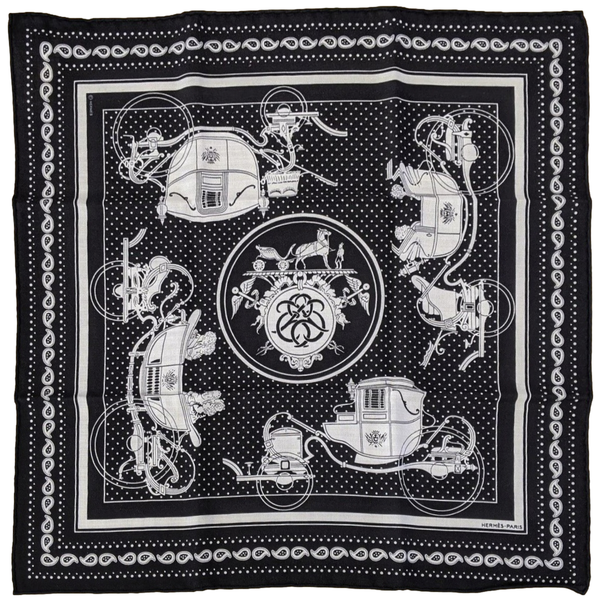 Hermes 2020 Noir/Blanc/Noir EX-LIBRIS Cashmere Bandana 55