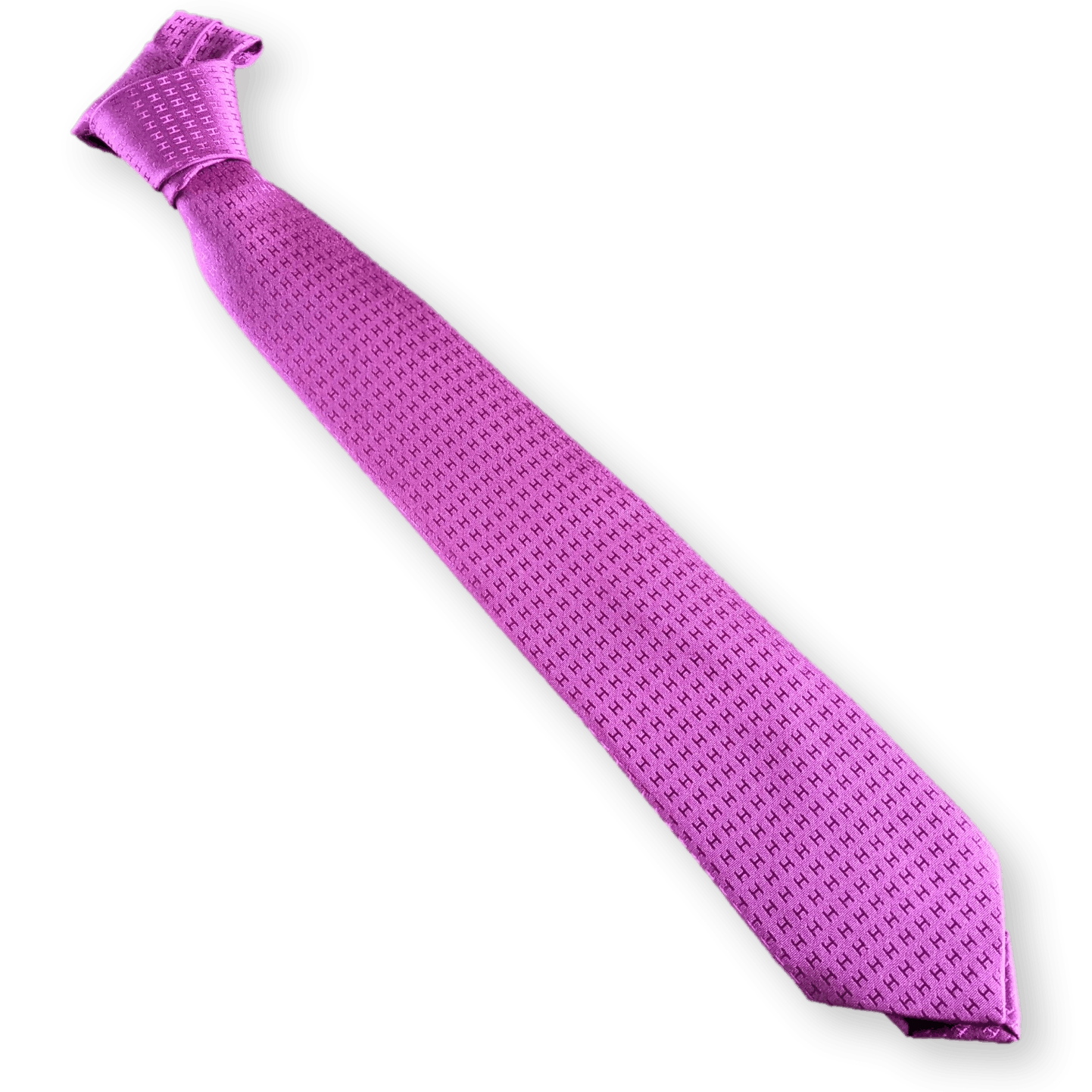 HERMES Faconnee Jacquard Twill Silk Tie 8 cm Violet