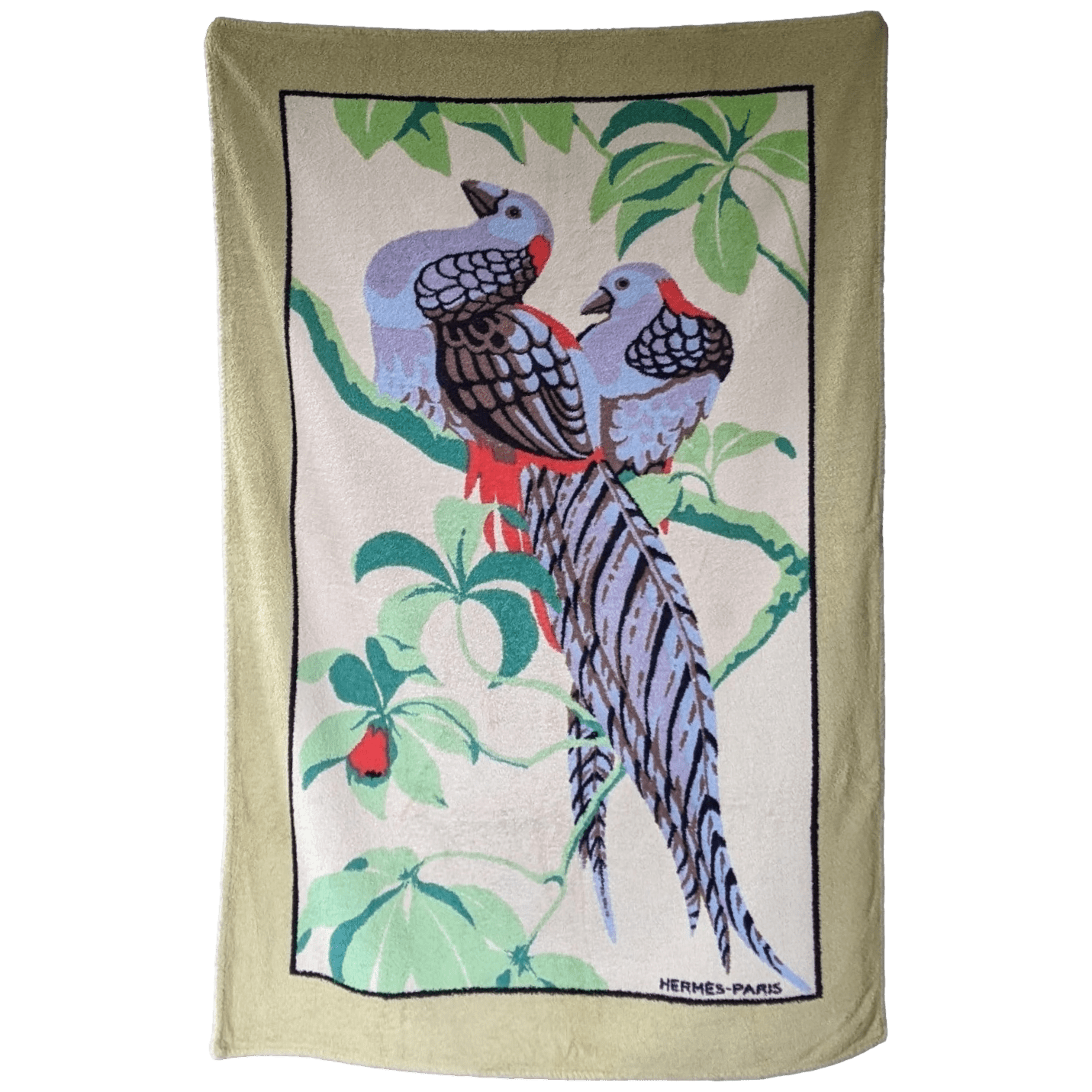 HERMES Faisans Terry Beach Towel 90 x 150 cm
