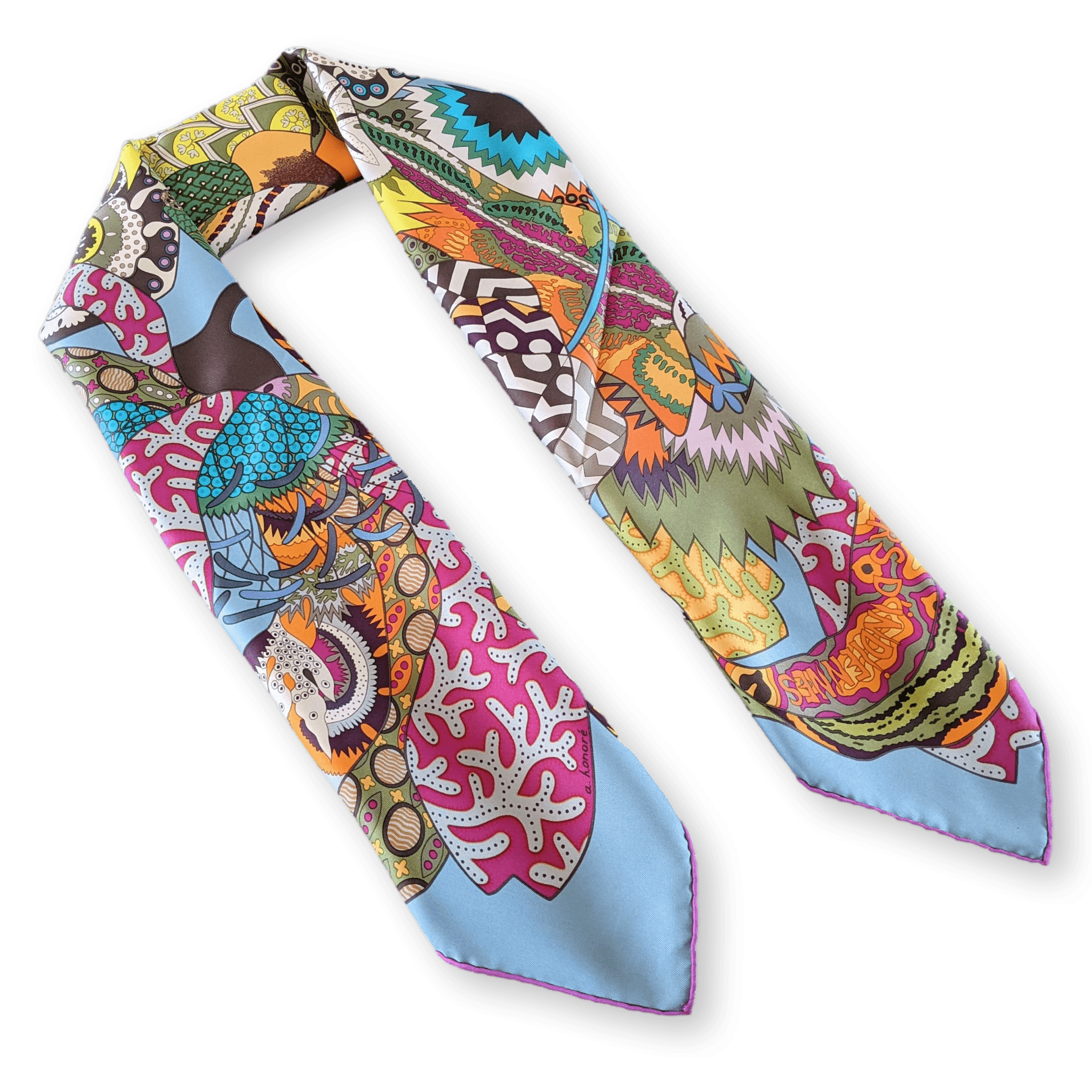 HERMES 2011 Fuchsia/Blue Fleurs d'Indiennes Twill Scarf 90 x 90 cm