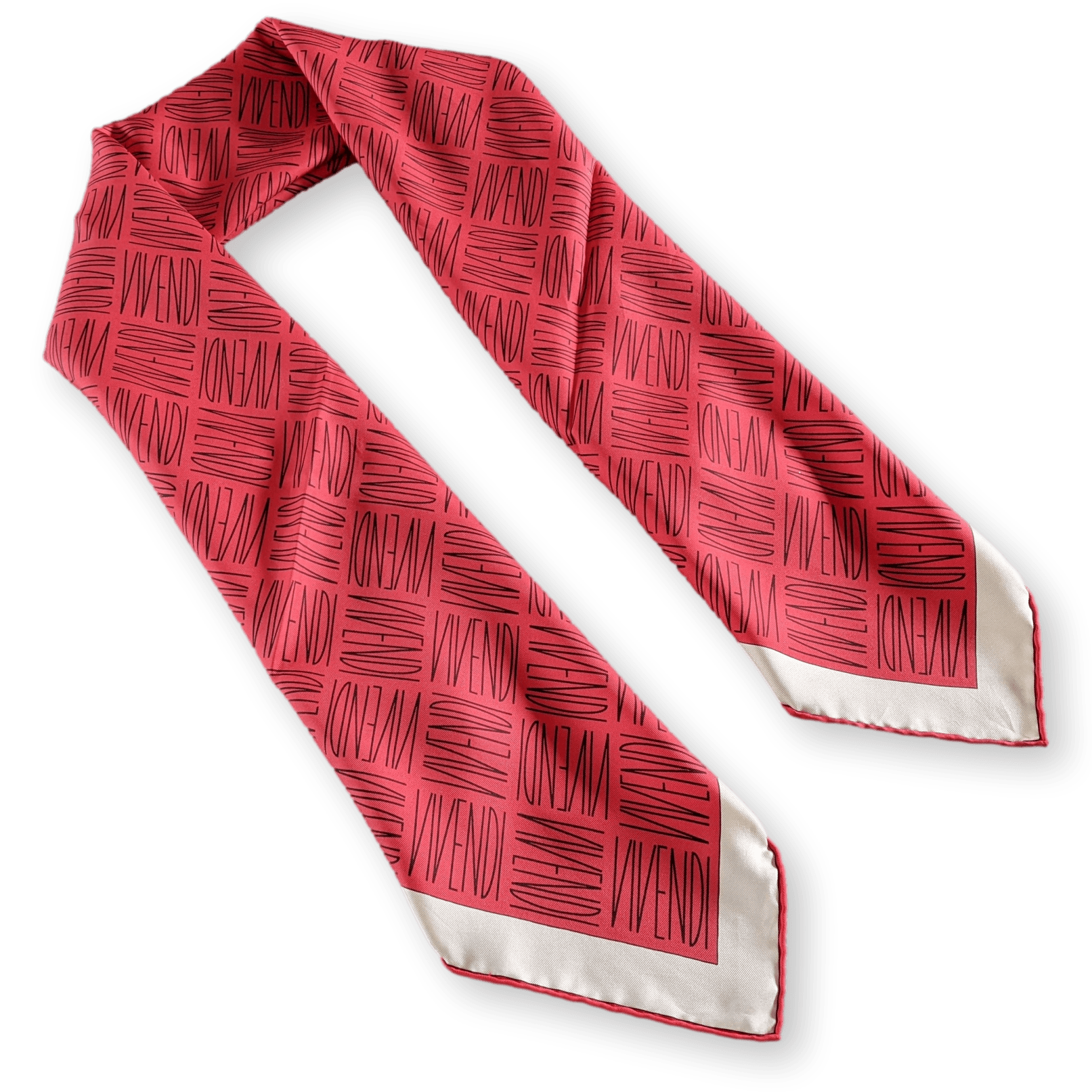 HERMES for VIVENDI Red 1996 Special Issue Twill Silk Scarf 90 x 90 cm